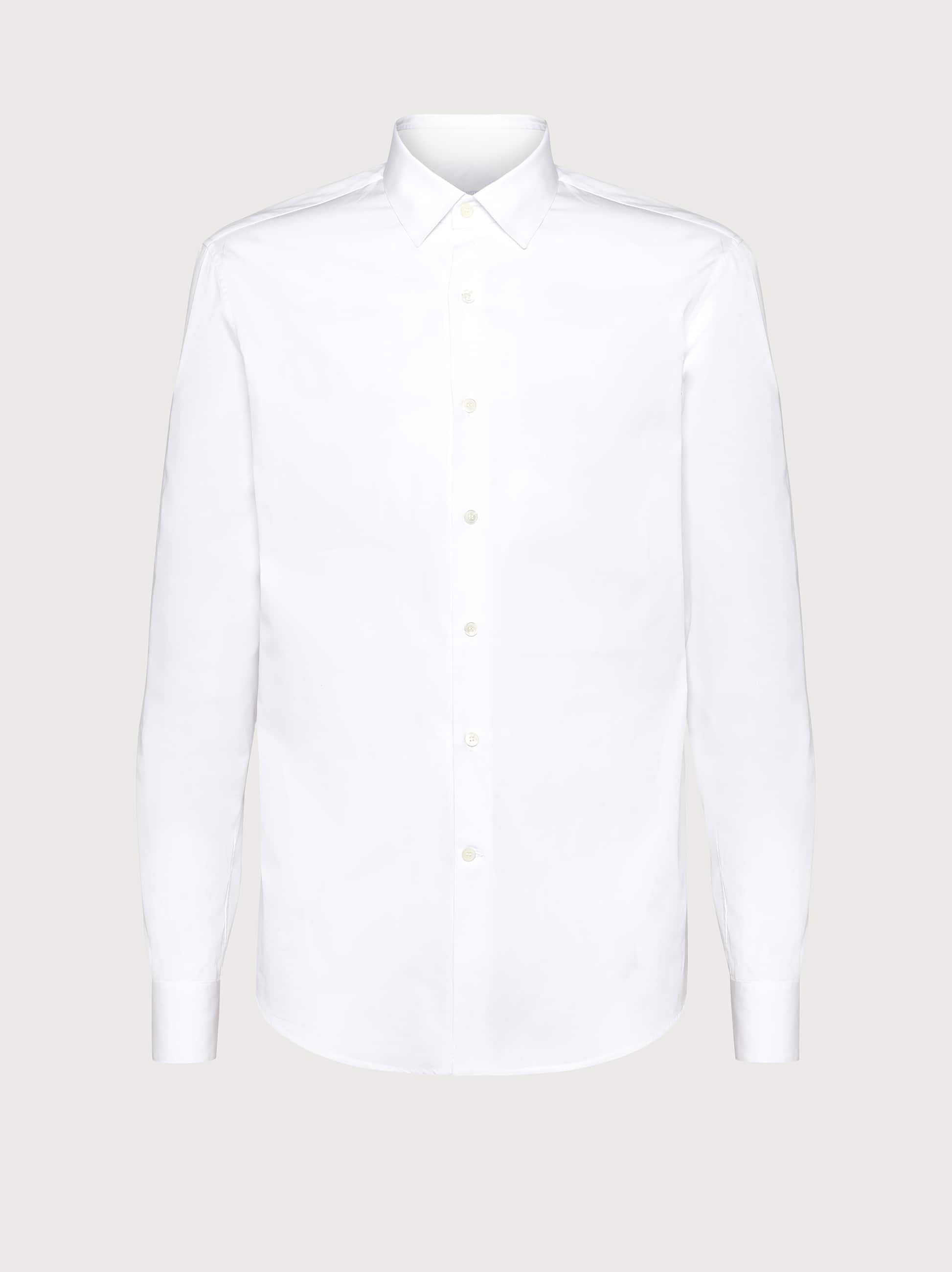 Ferragamo Logo Patch Buttoned Shirt In White