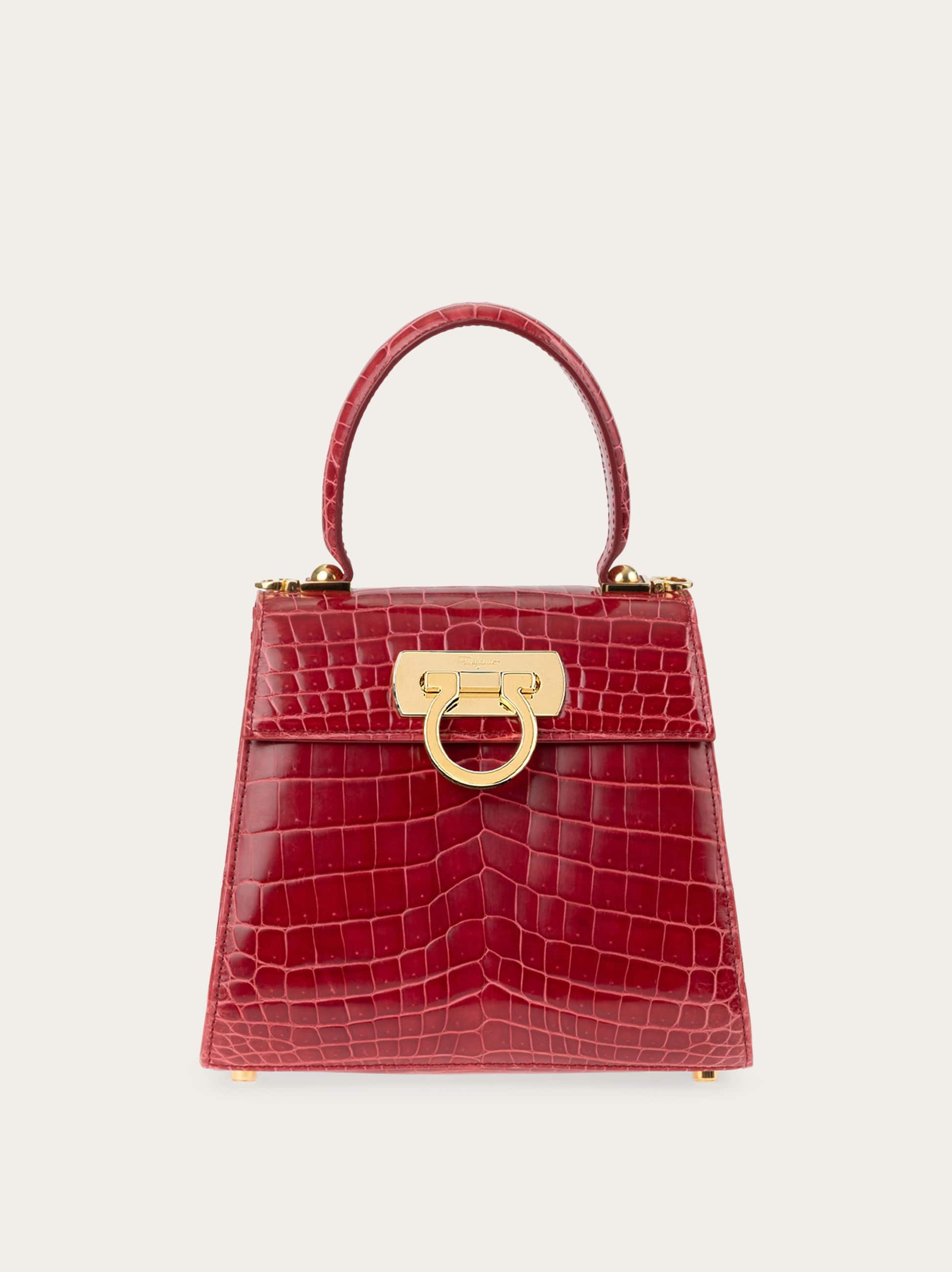 Ferragamo Iconic Top Handle (s) In Red
