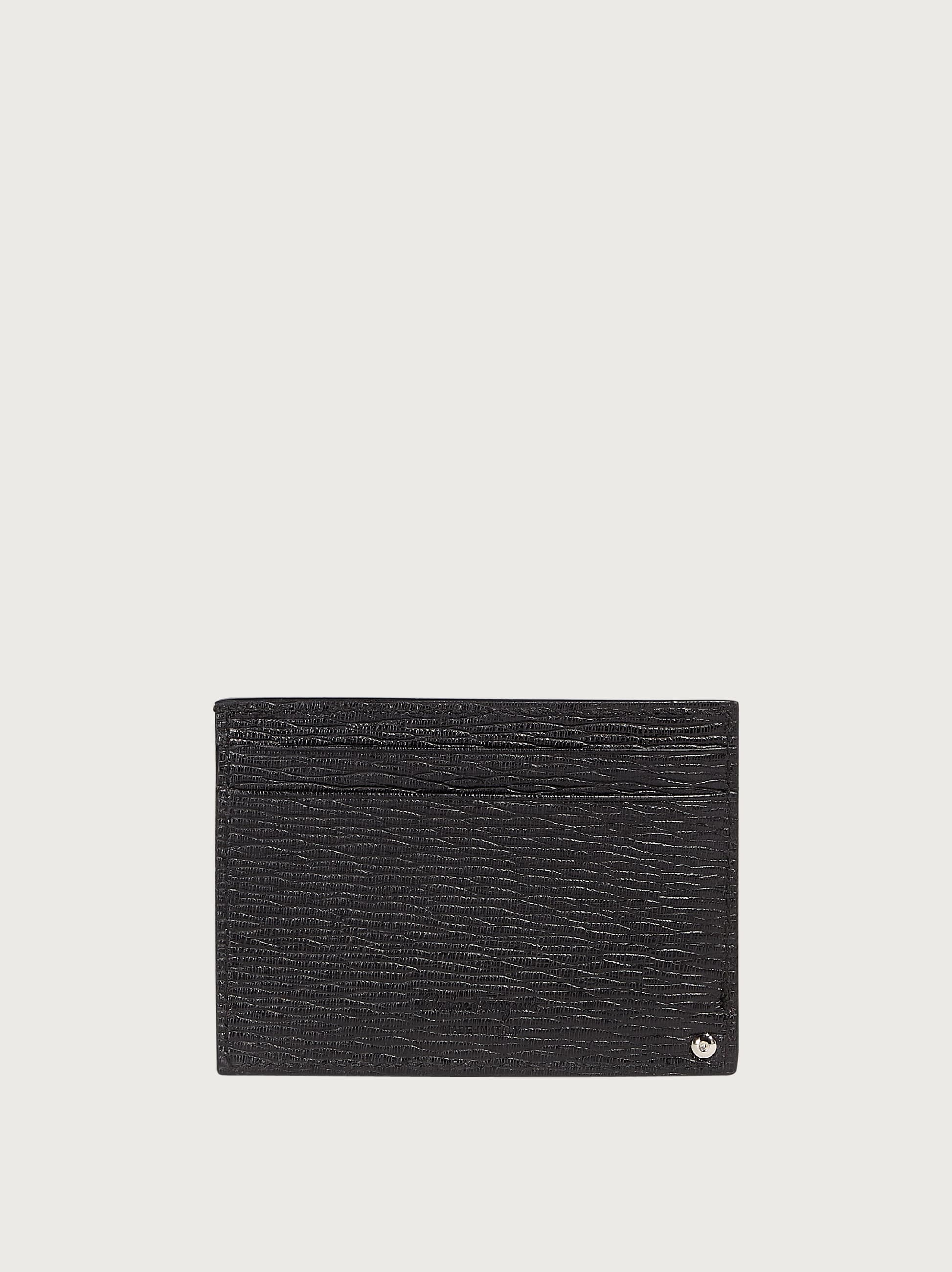  Ferragamo Men Gancini Card Holder With Pull Out Id Window Black 