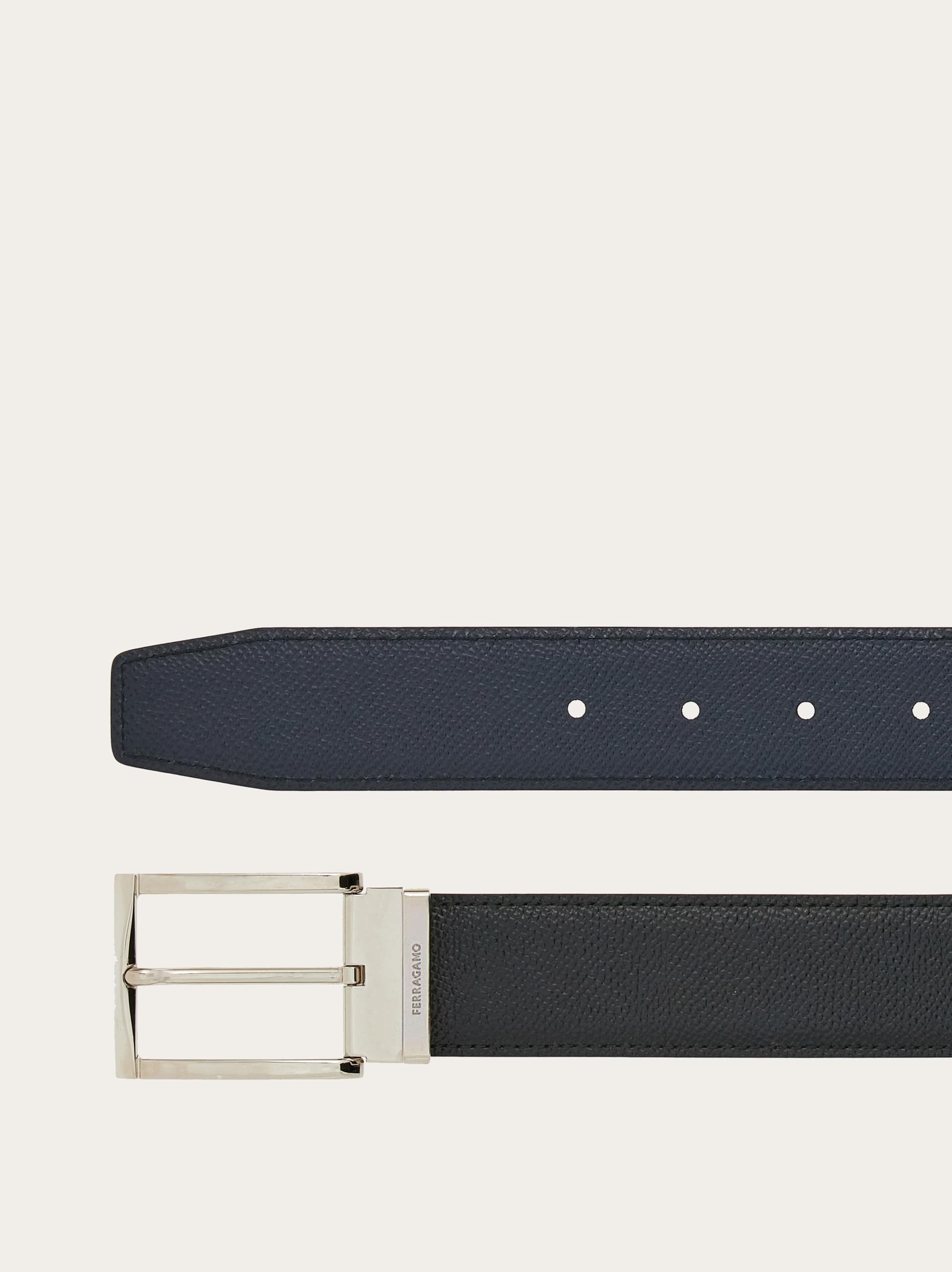  Ferragamo Men Reversible And Adjustable Belt With Rectangular Buckle Black 