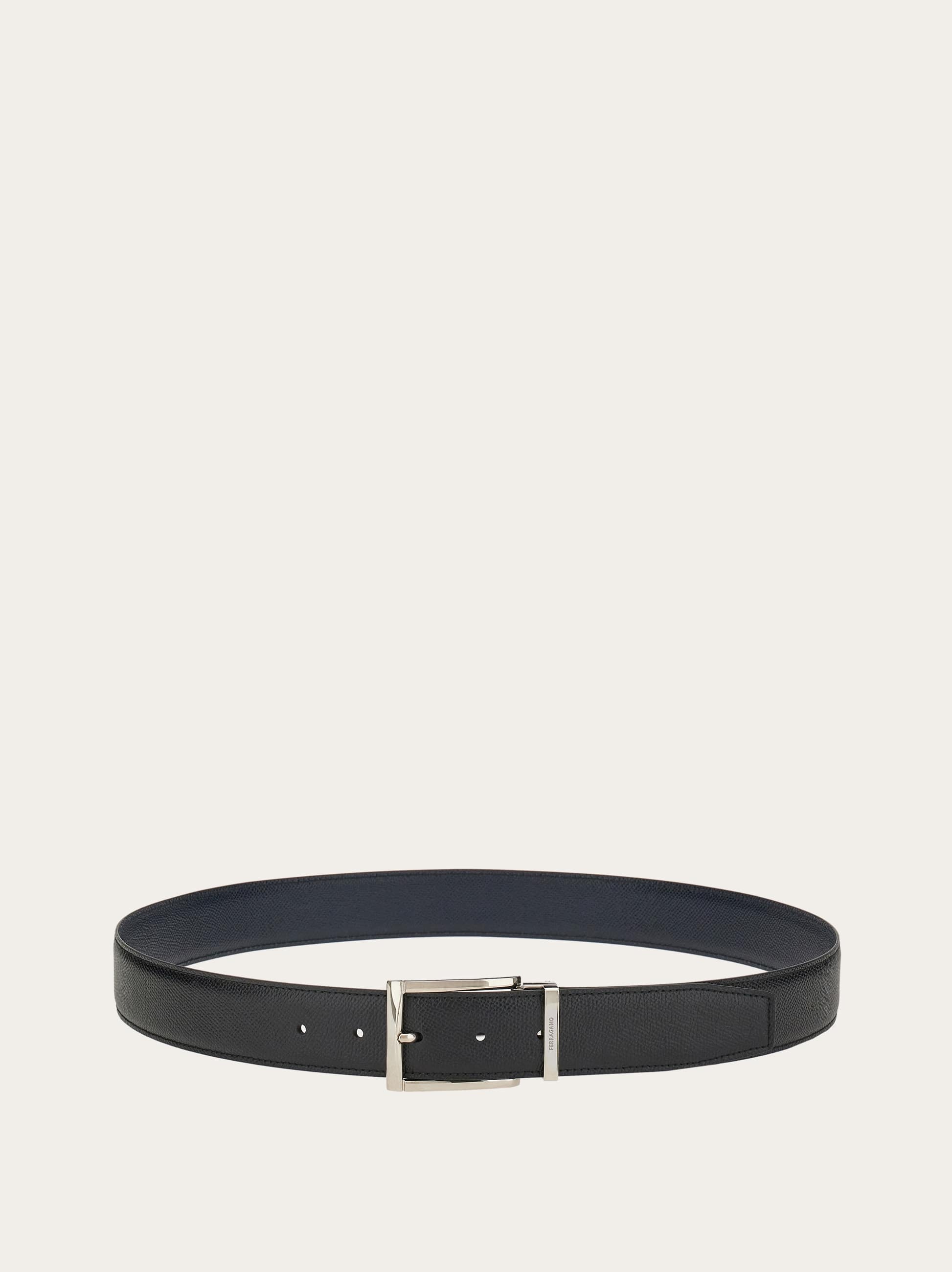  Ferragamo Men Reversible And Adjustable Belt With Rectangular Buckle Black 