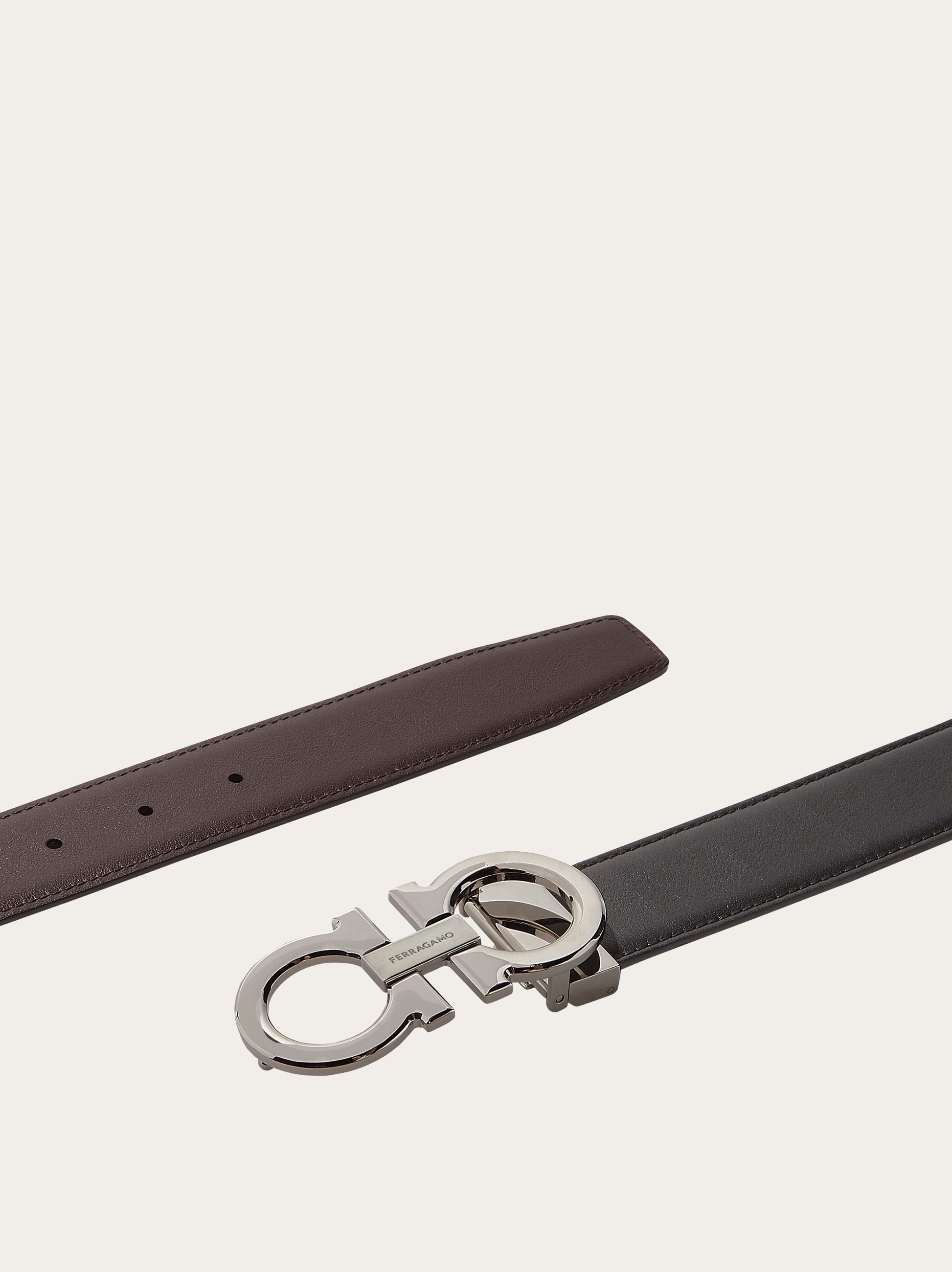  Ferragamo Herren Verstellbarer Gancini Wendegürtel Schwarz 