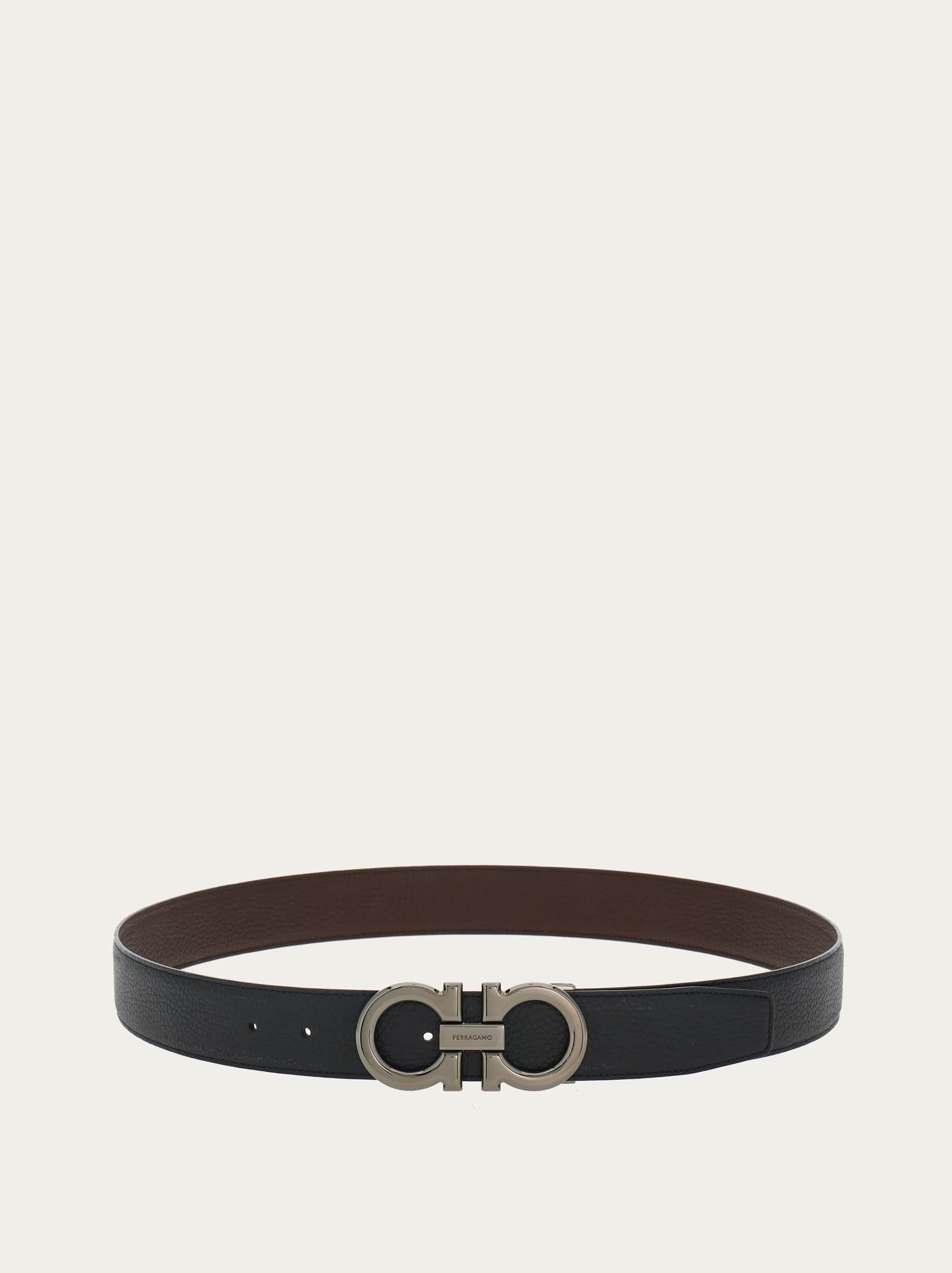  Ferragamo Herren Verstellbarer Gancini Wendegürtel Schwarz 