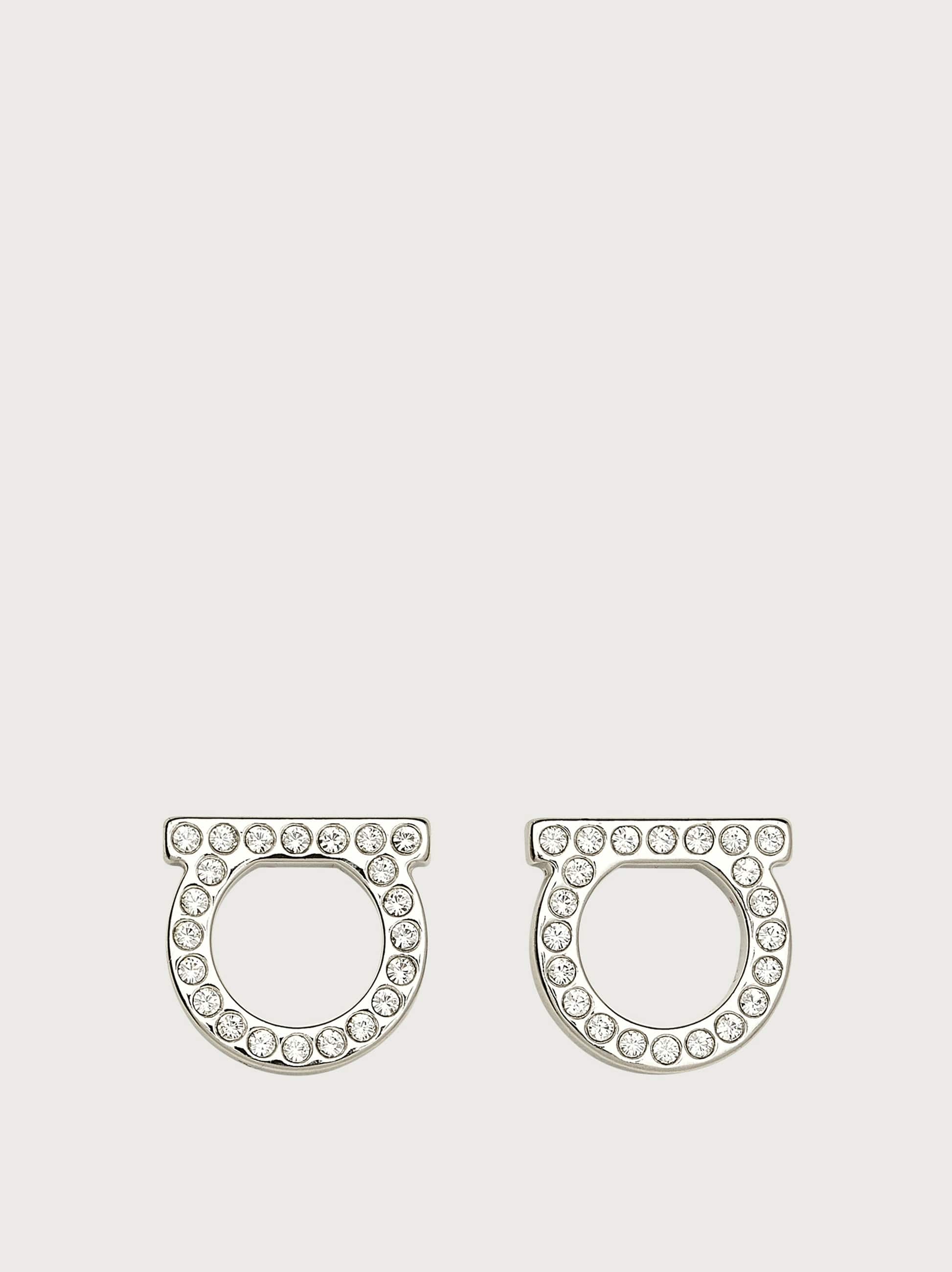 Salvatore Ferragamo Donna Orecchini Gancini Crystals Argento