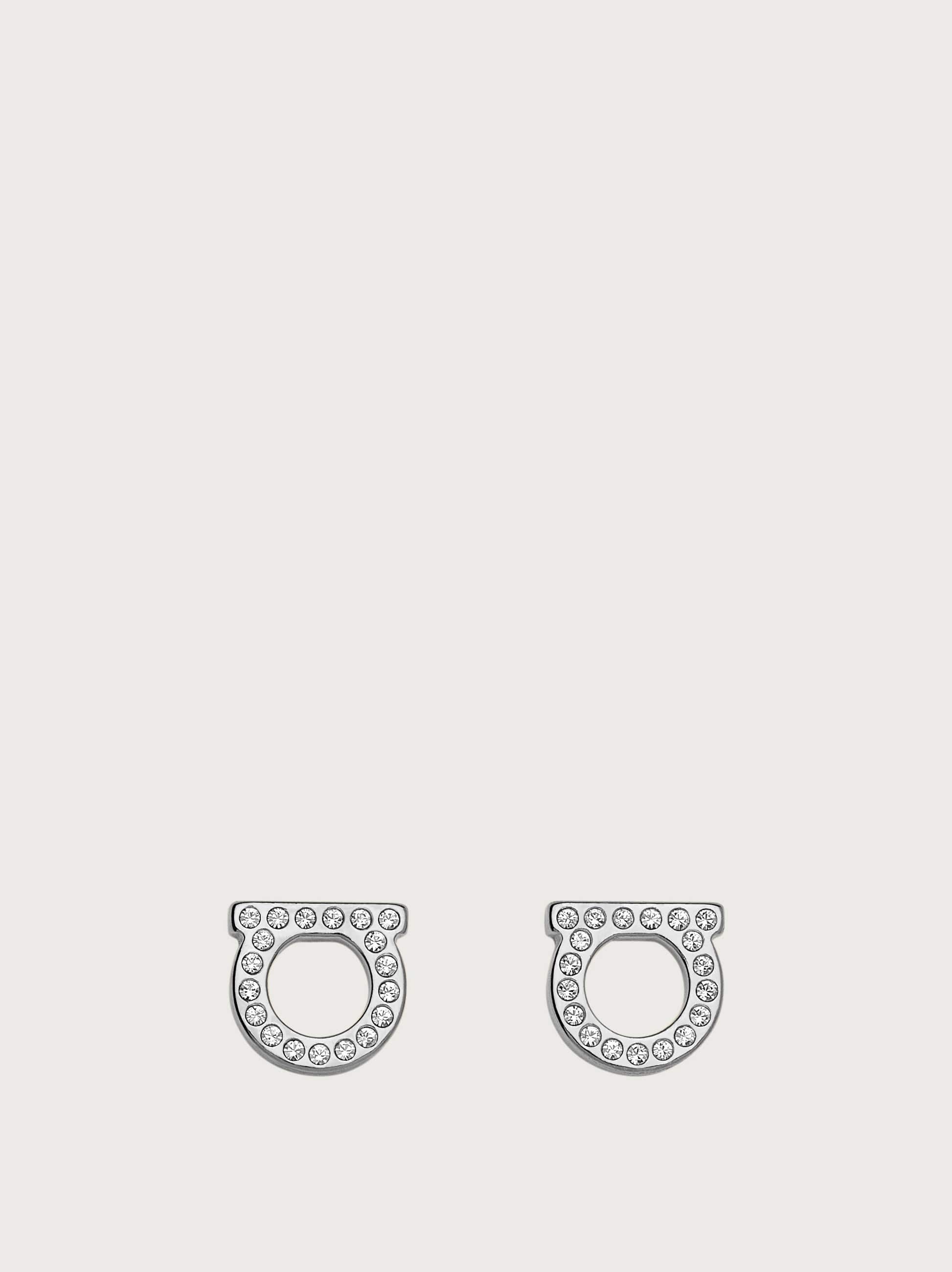 Ferragamo Silver Earrings With Rhinestone Embellishment In Metallic