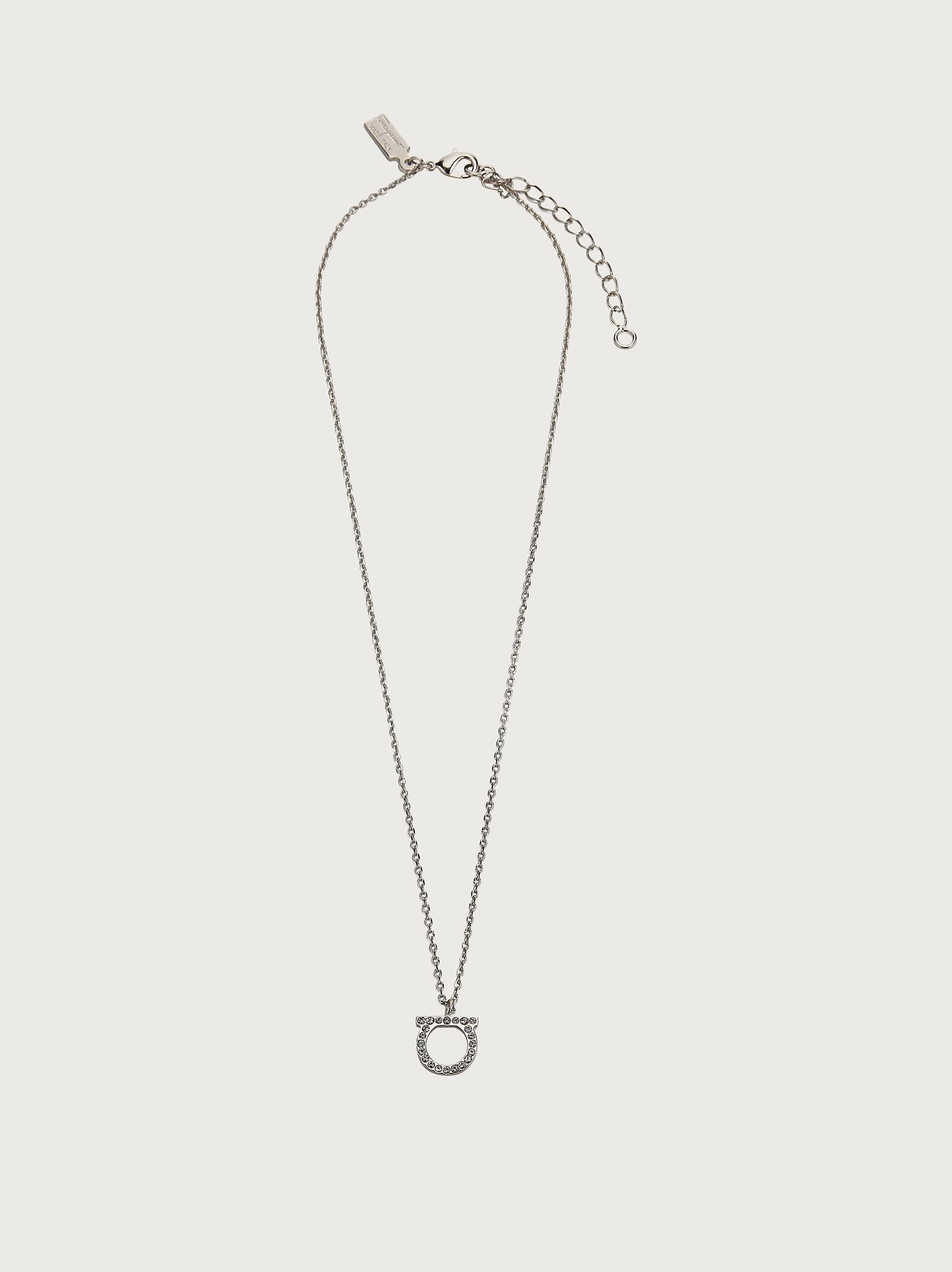 Salvatore Ferragamo Women Large Gancini crystal necklace Silver