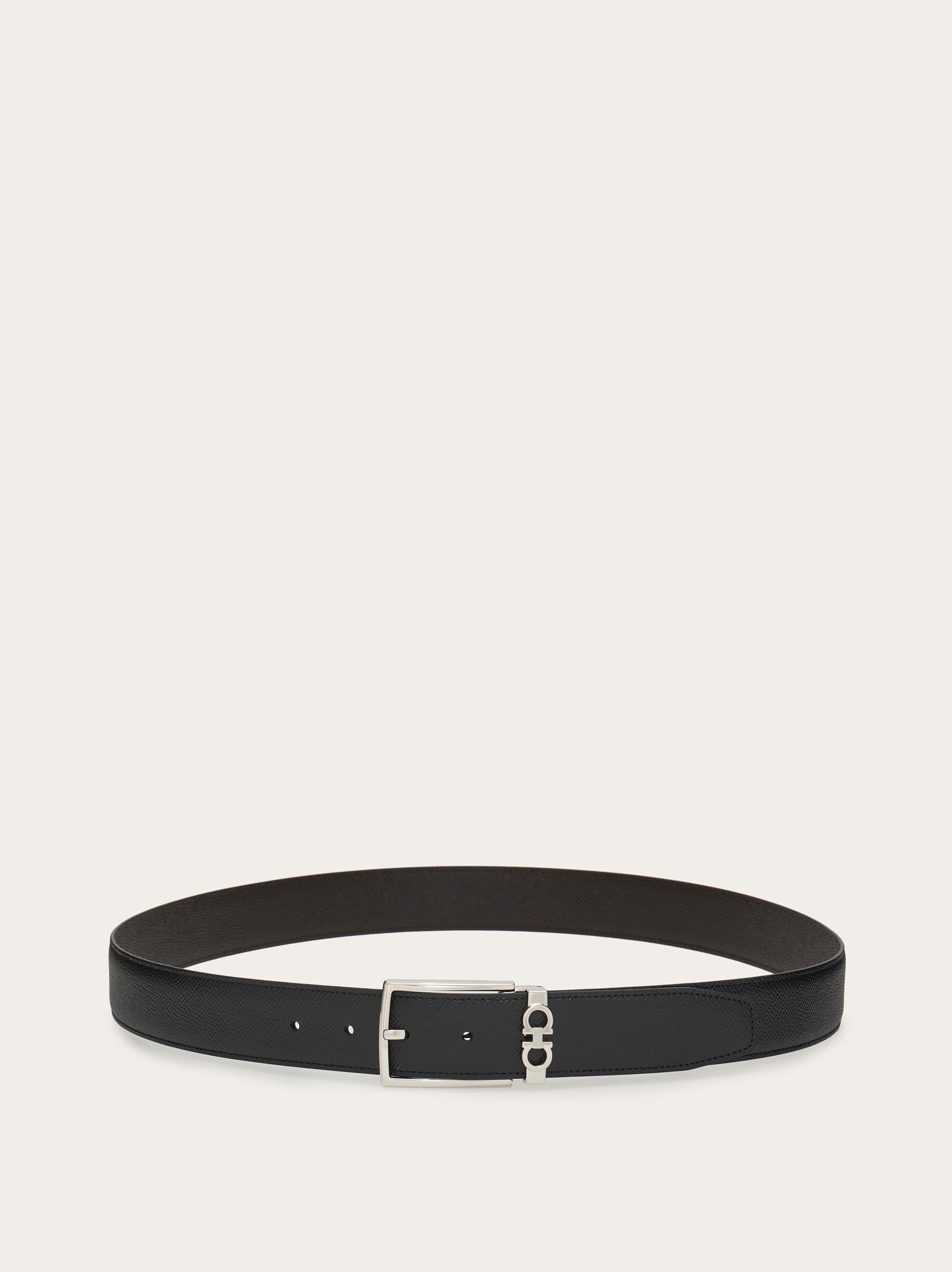 Ferragamo Herren Verstellbarer Gancini-wendegürtel Schwarz 