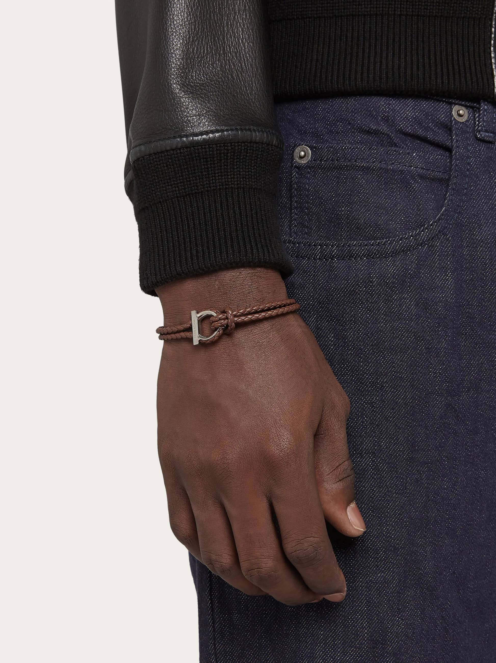  Ferragamo Herren Gancini Armband (20cm) Braun 