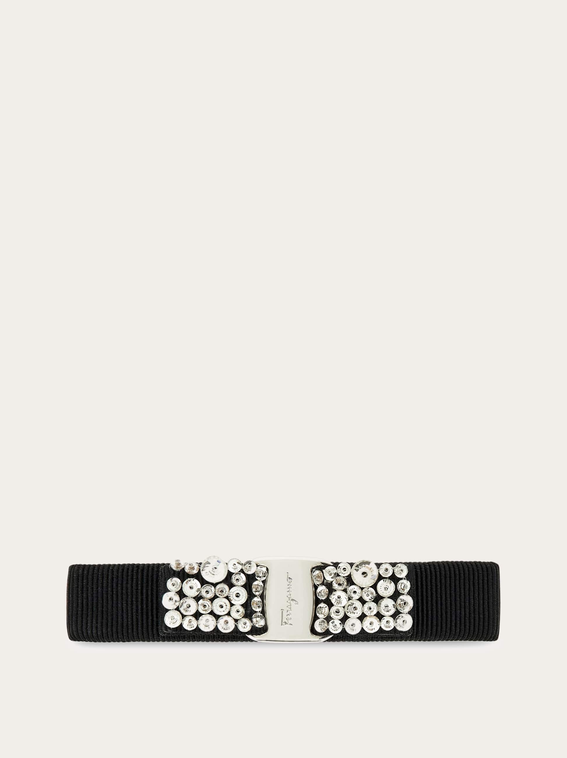 Ferragamo Crystal Embellished Rectangular Hair Clip In Black