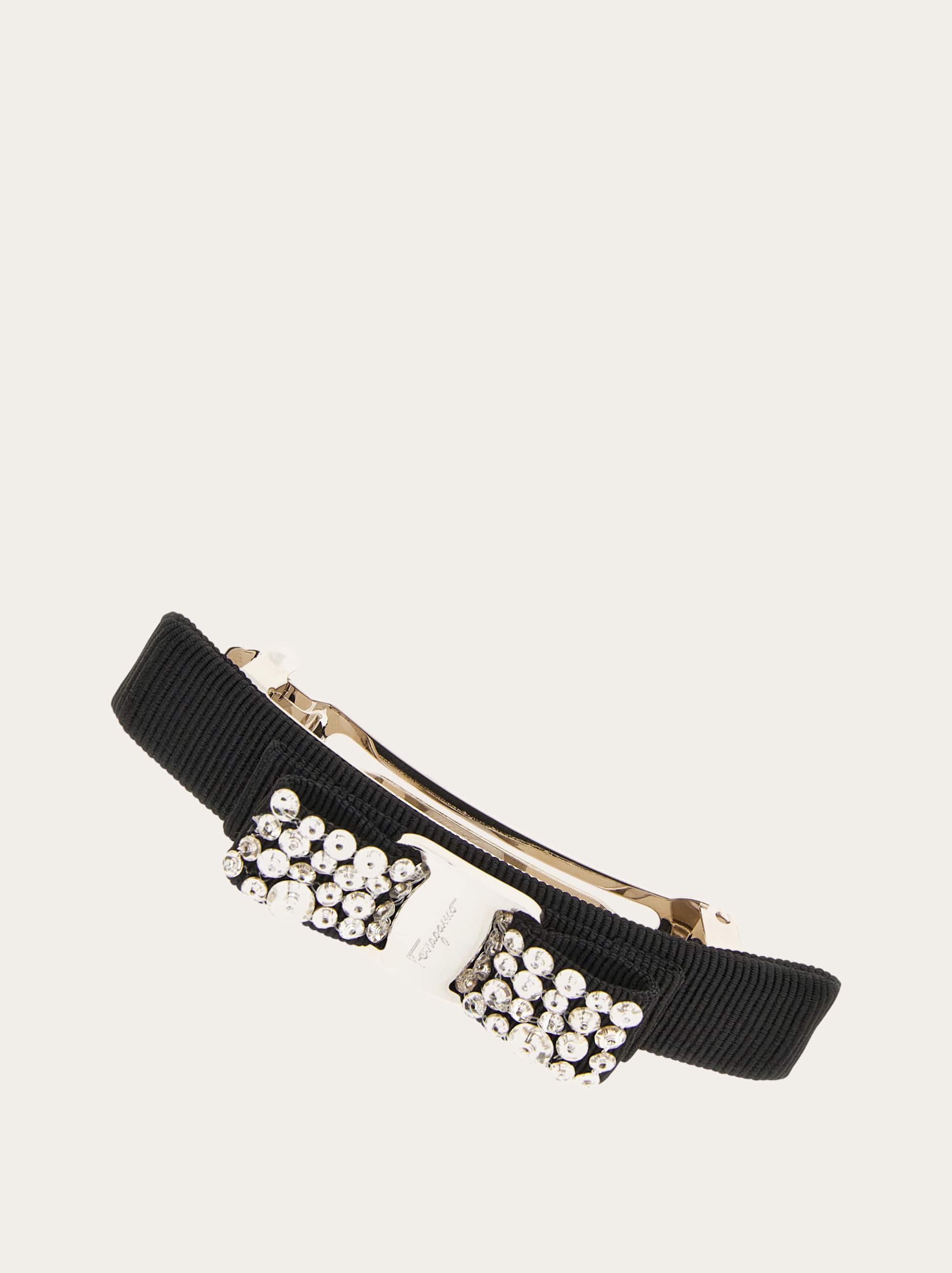 Ferragamo Crystal Embellished Rectangular Hair Clip In Black