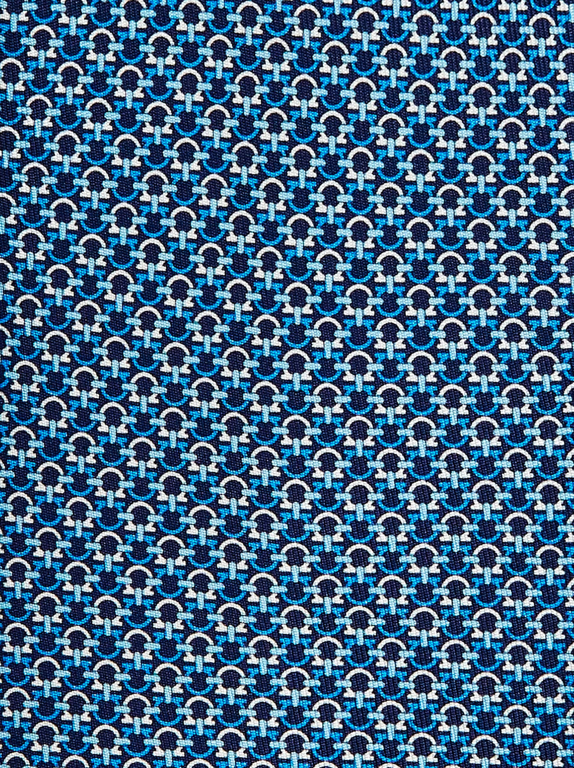  Ferragamo Herren Seidenkrawatte Mit Gancini-print Blau 