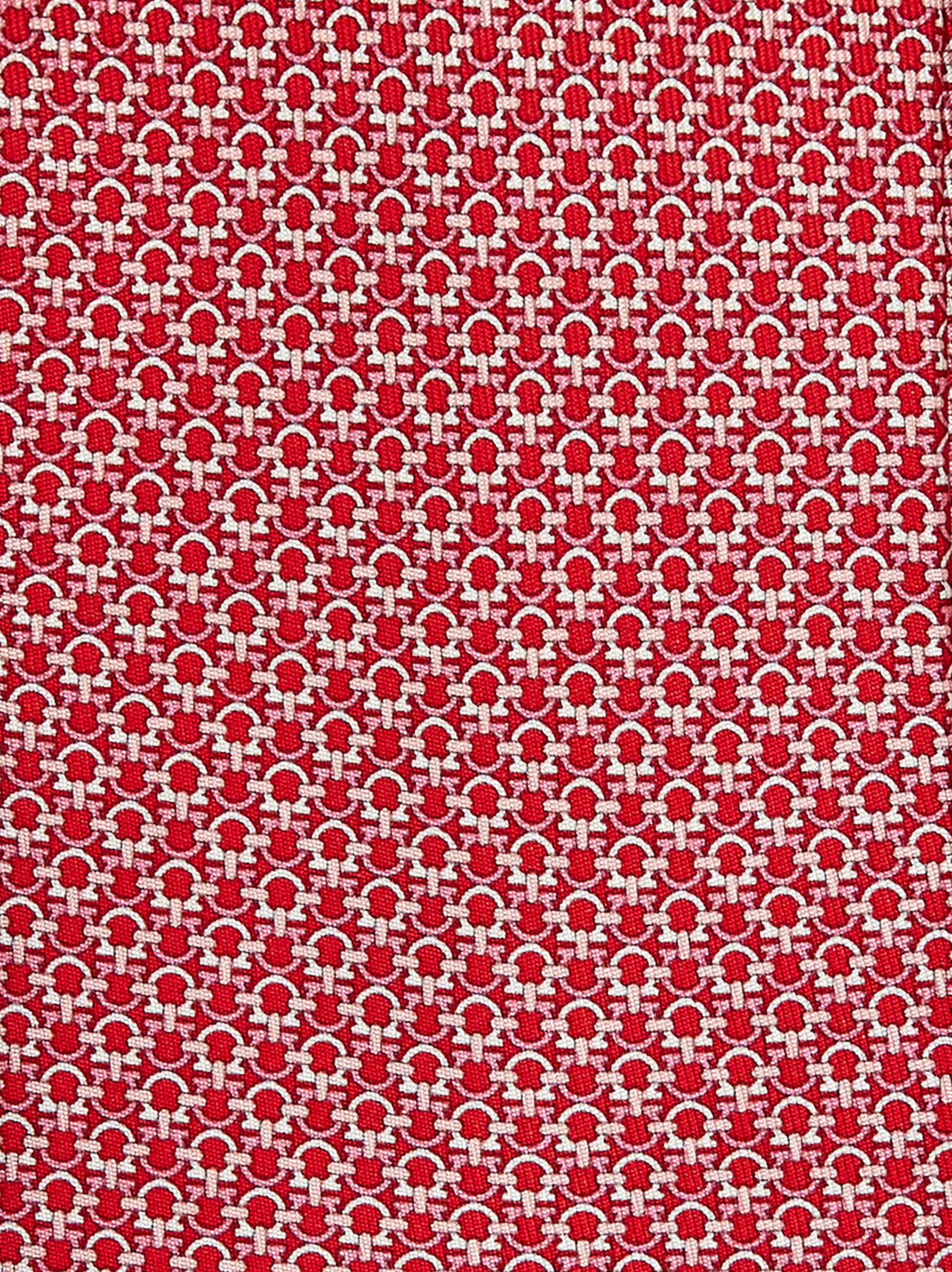  Ferragamo Herren Seidenkrawatte Mit Gancini-print Rosa 