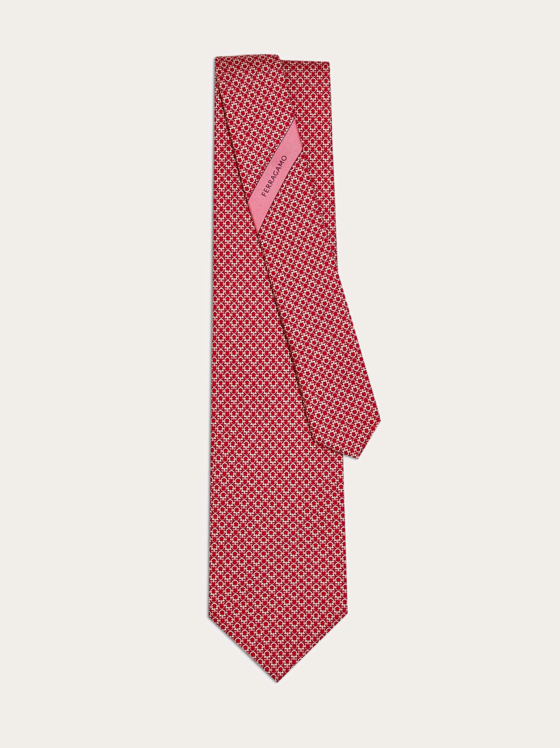  Ferragamo Herren Seidenkrawatte Mit Gancini-print Rosa 