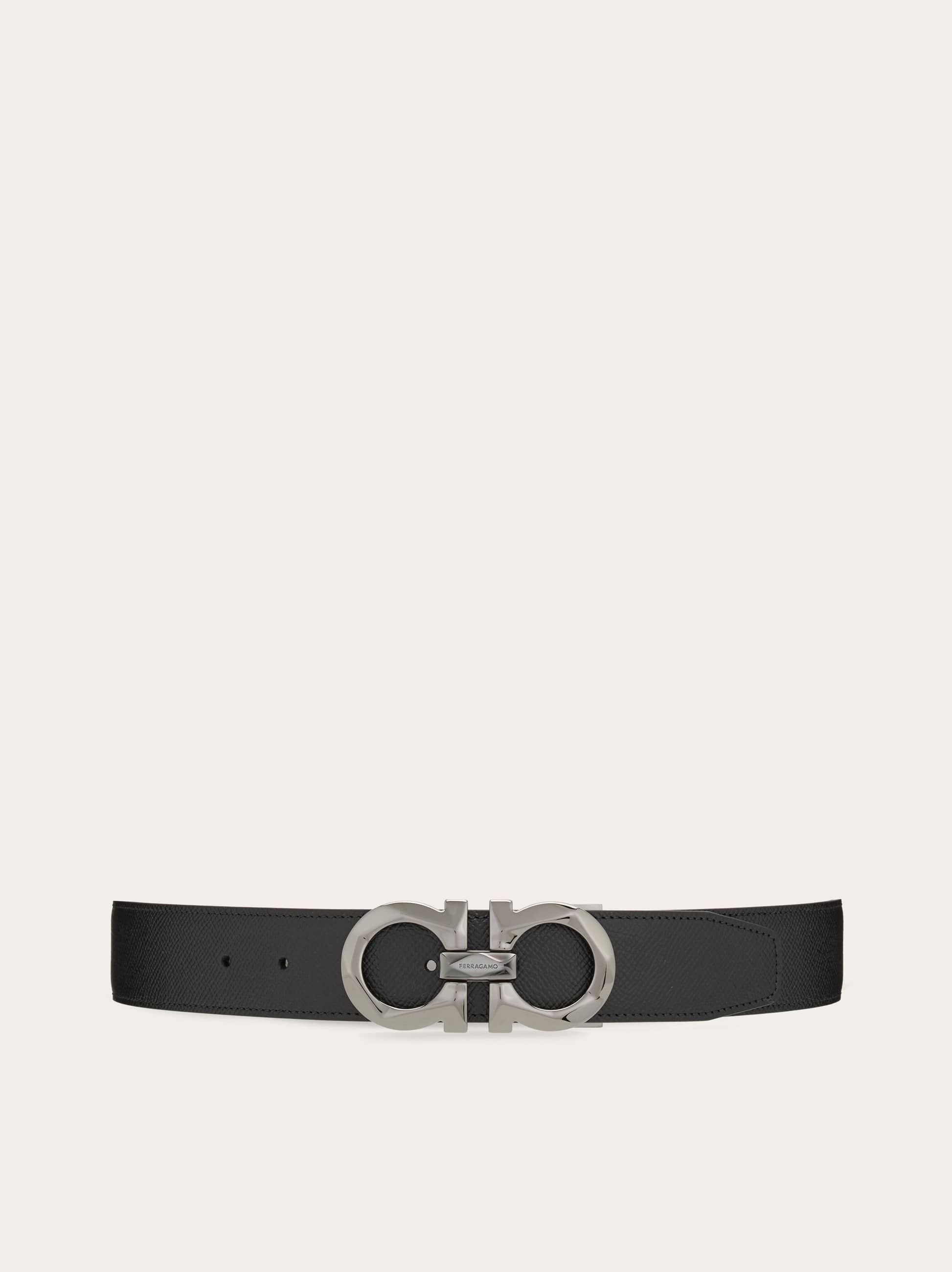 Salvatore Ferragamo Uomo Cintura reversibile e regolabile Gancini Nero