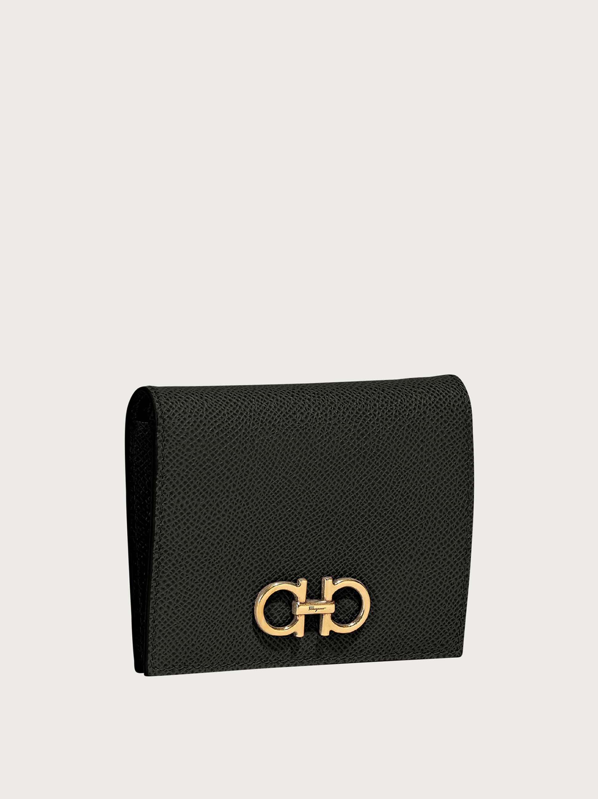  Ferragamo Women Gancini Compact Wallet Black 