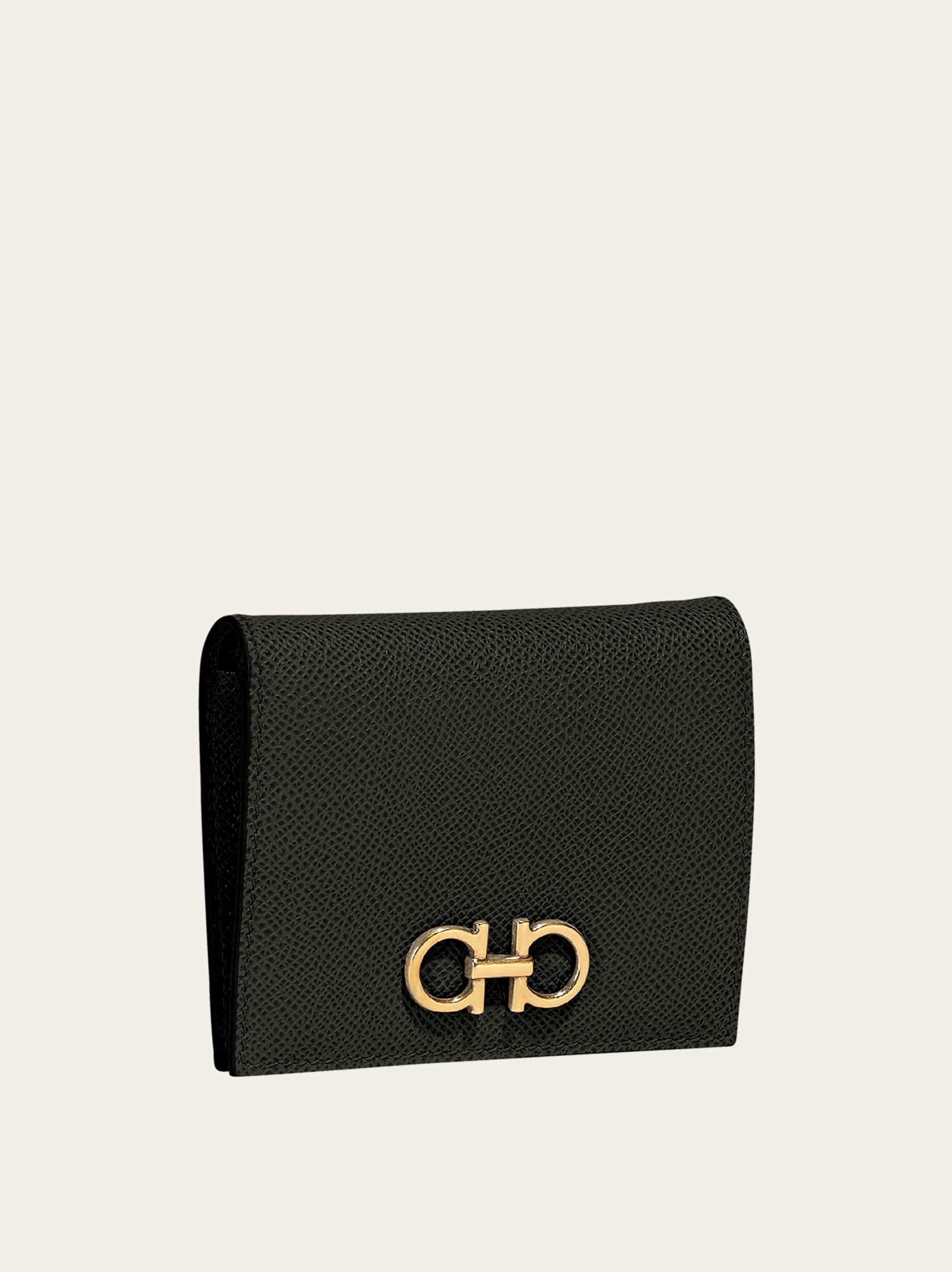  Ferragamo Women Gancini Compact Wallet Black 