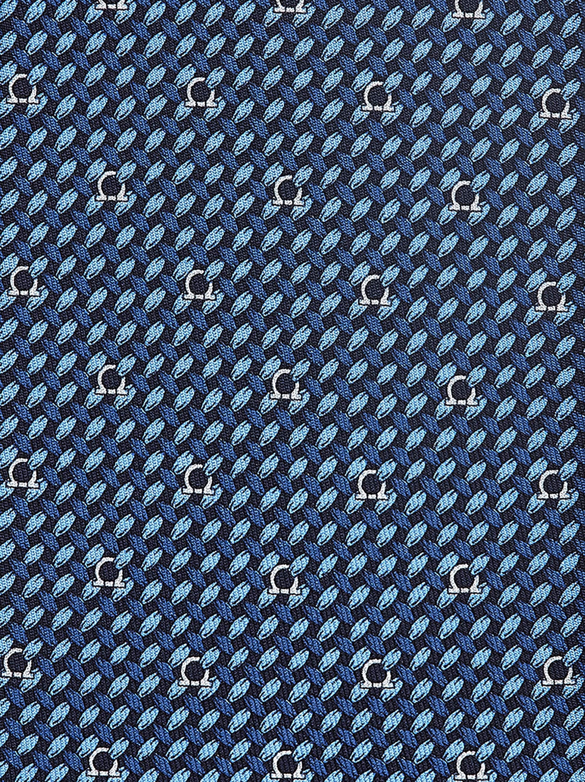 Ferragamo Herren Seidenkrawatte Mit Gancini-print Blau 