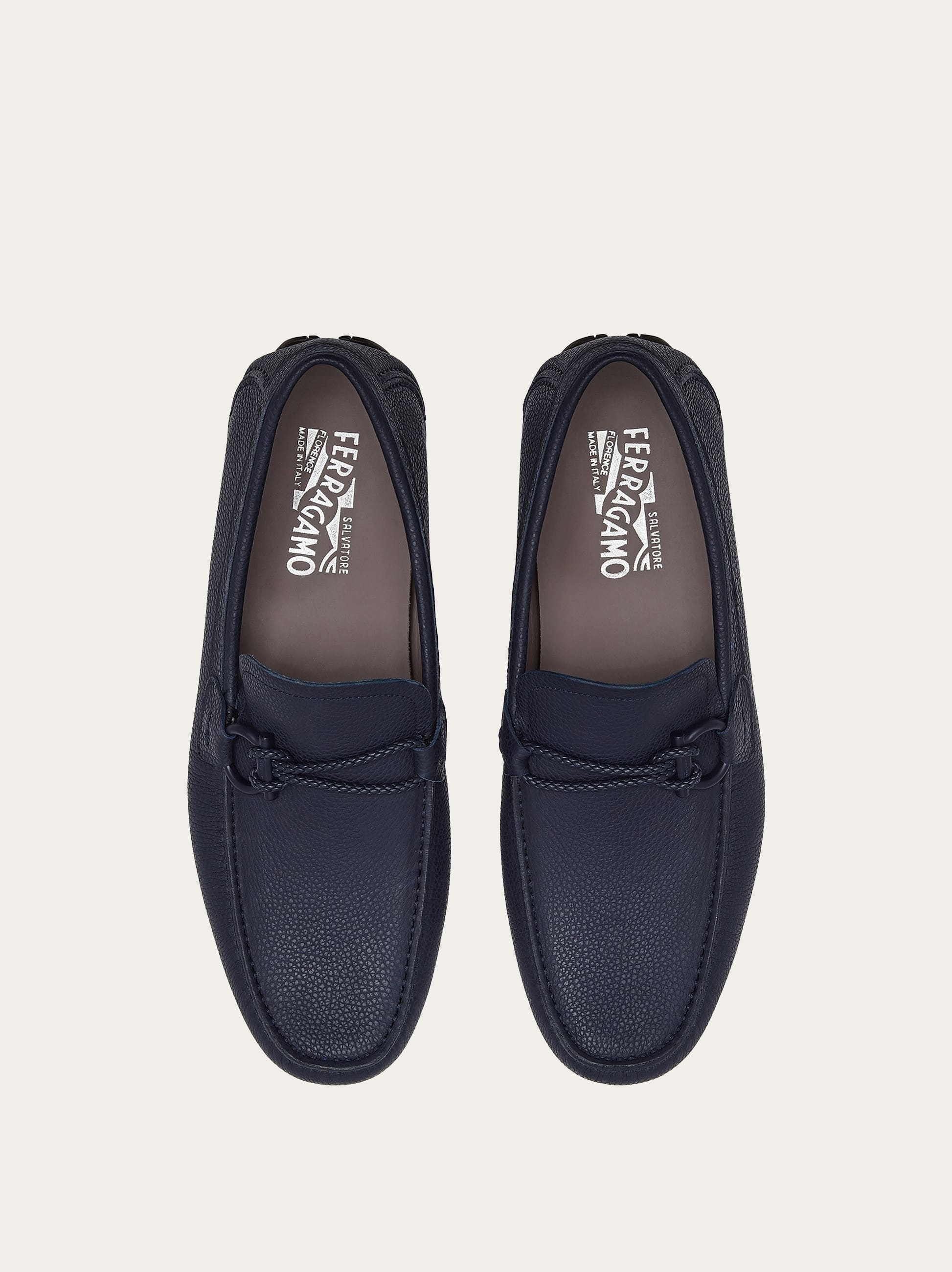  Ferragamo Herren Driver Mokassin Mit Gancini-element Blau Größe 40 