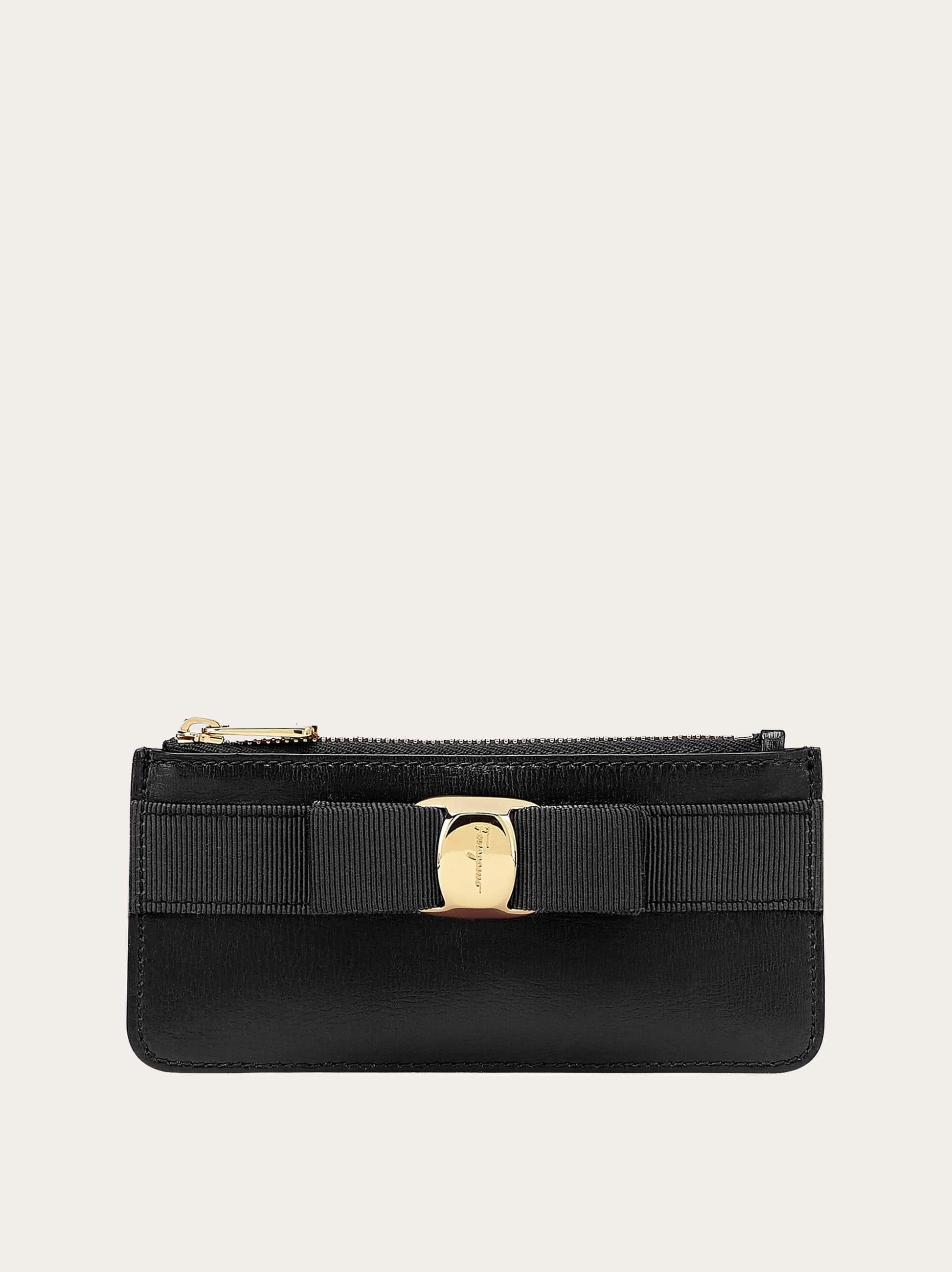 Salvatore Ferragamo Donna Porta carte di credito fiocco Vara Nero