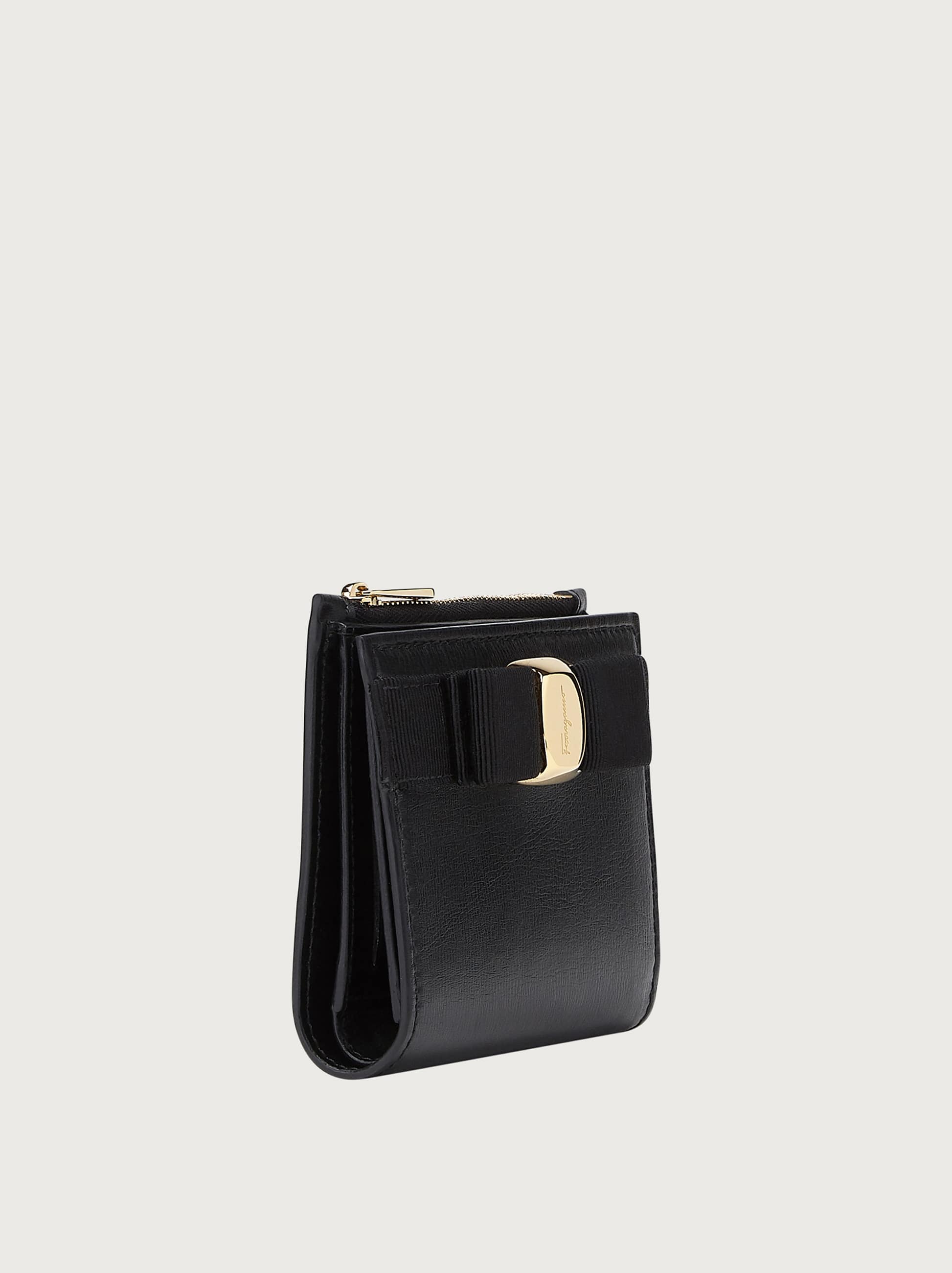  Ferragamo Damen Kompakte Brieftasche Mit Vara-schleife Schwarz 