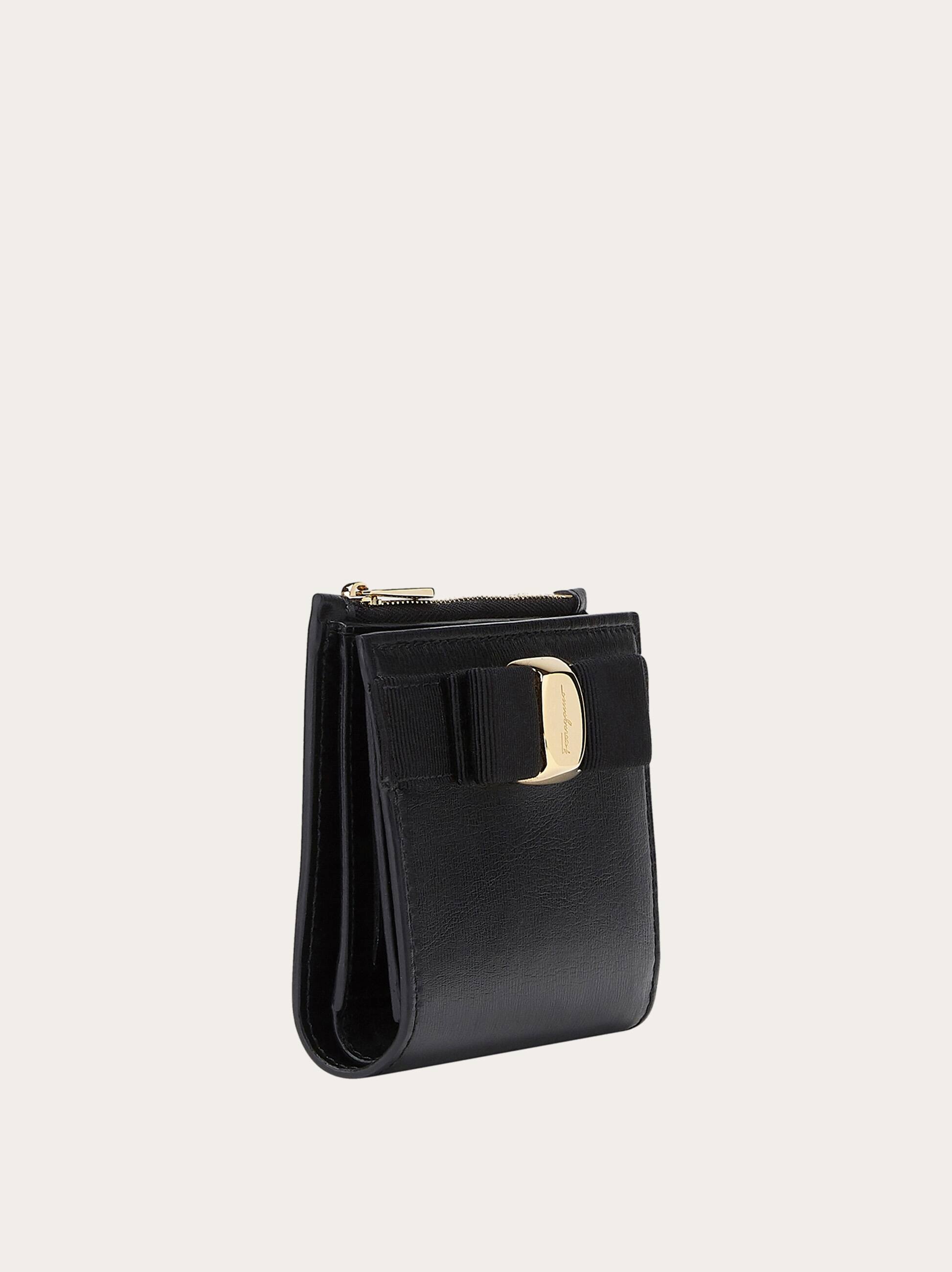  Ferragamo Damen Kompakte Brieftasche Mit Vara-schleife Schwarz 