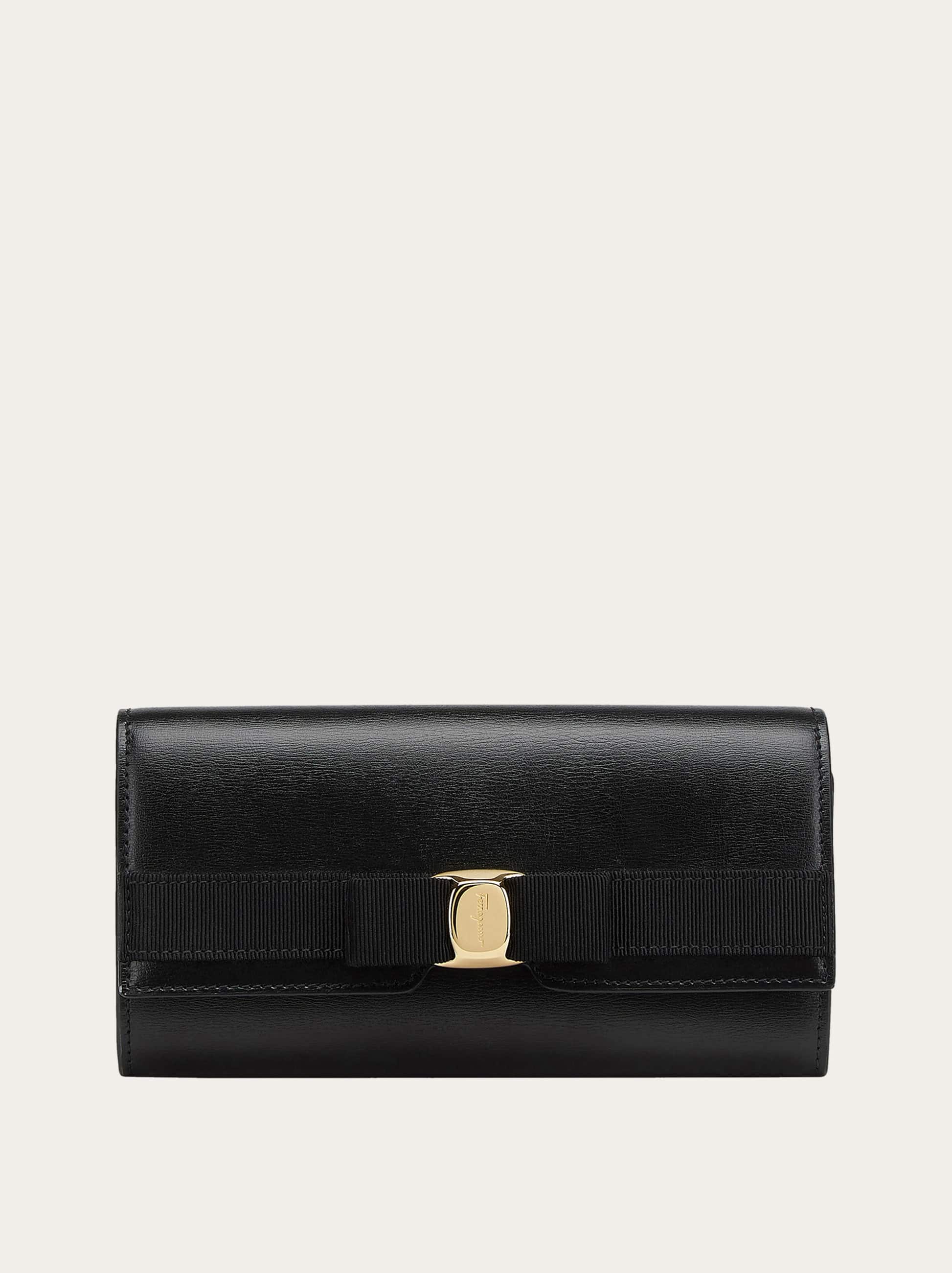 Salvatore Ferragamo Donna Portafoglio continental fiocco Vara Nero
