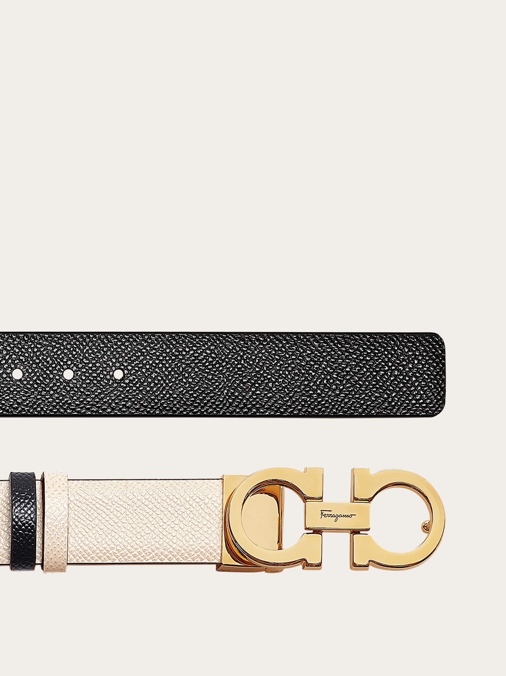  Ferragamo Damen Verstellbarer Gancini-wendegürtel Weiß 
