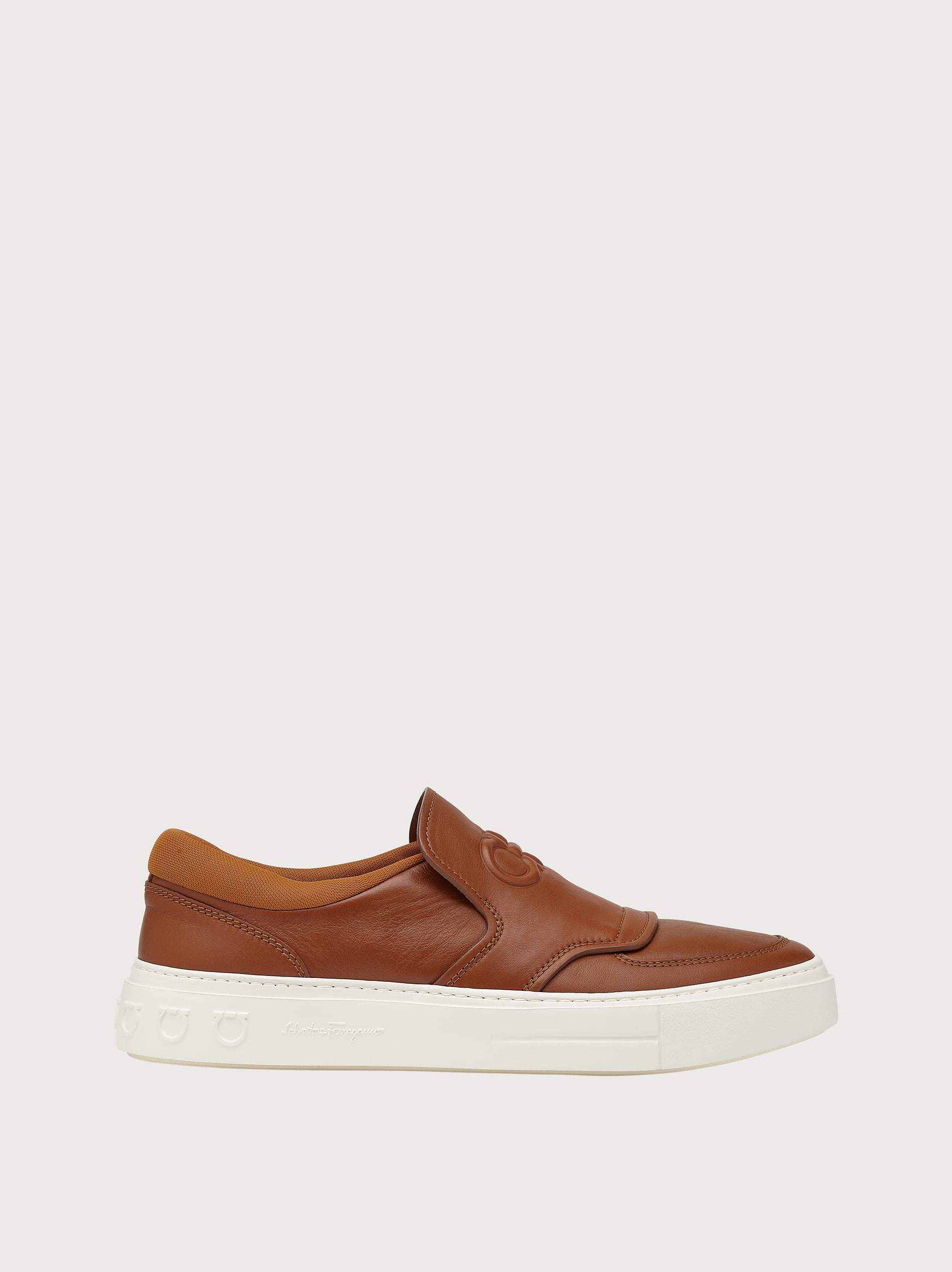 Ferragamo Gancini Slip-on Sneakers In Brown