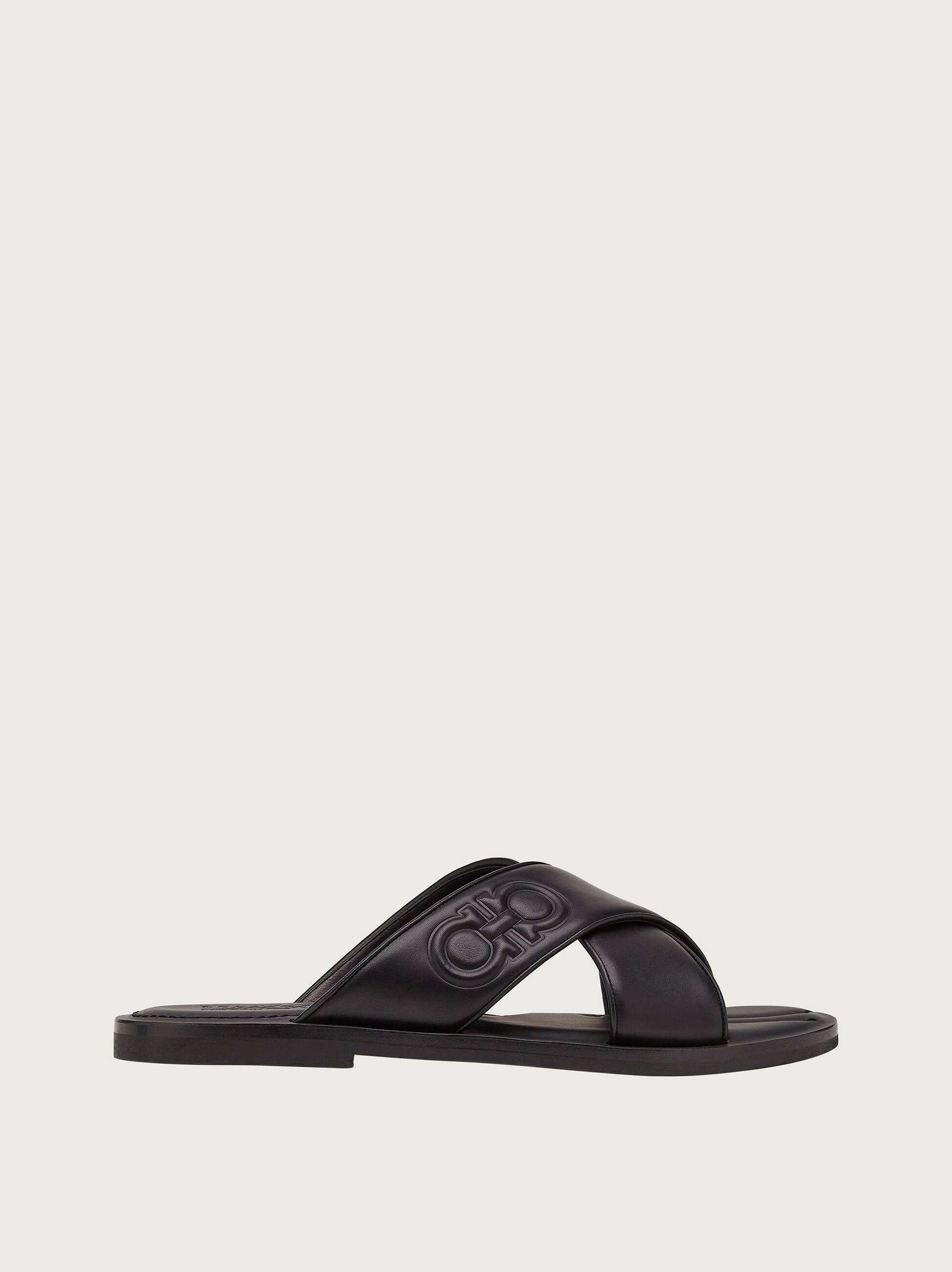Ferragamo Double Gancio Slide Sandal In Black