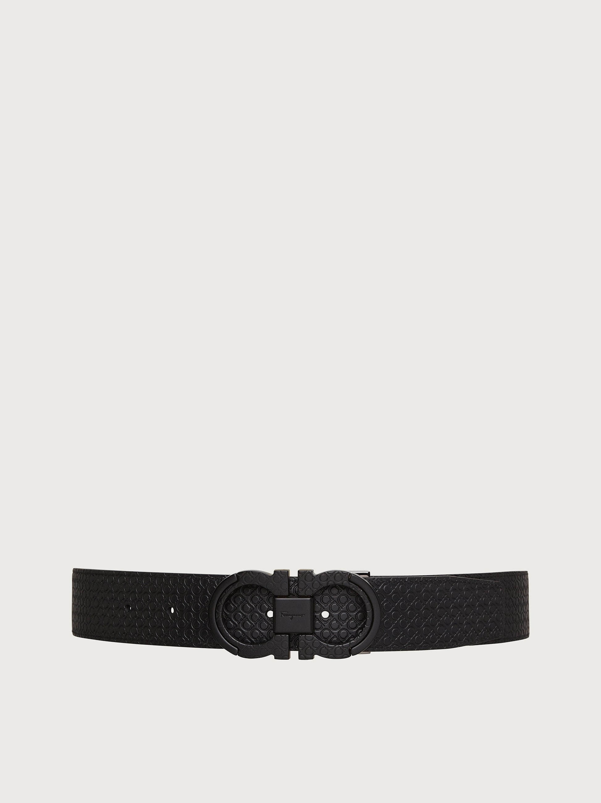 Ferragamo Reversible And Adjustable Gancini Belt In Black