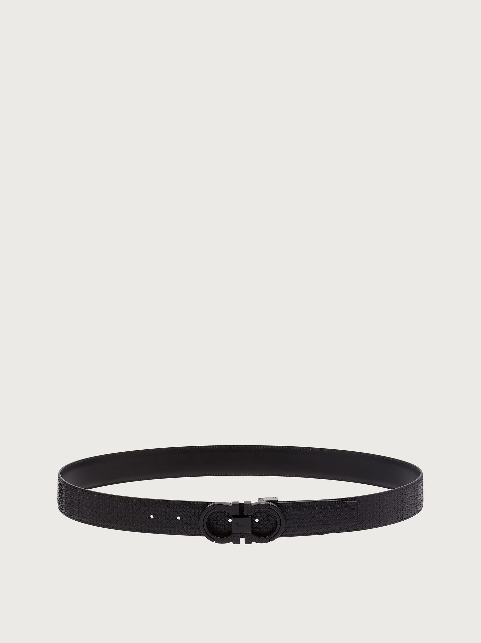 Ferragamo Reversible And Adjustable Gancini Belt In Black