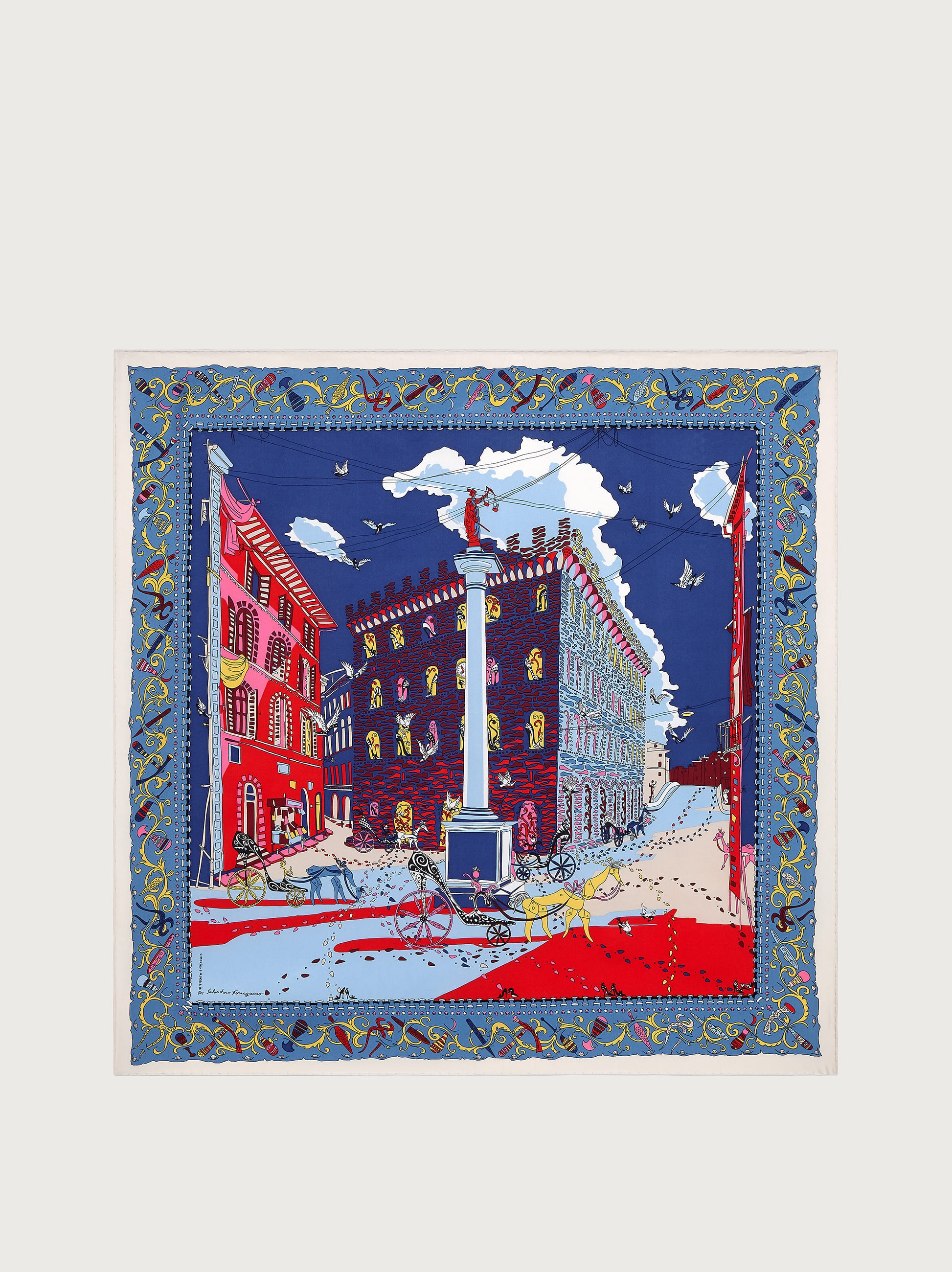 Ferragamo Palazzo Print Scarf In Blue