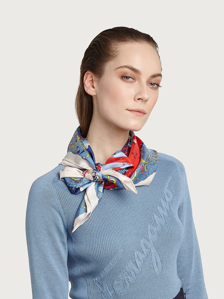 Ferragamo Palazzo Print Scarf In Blue