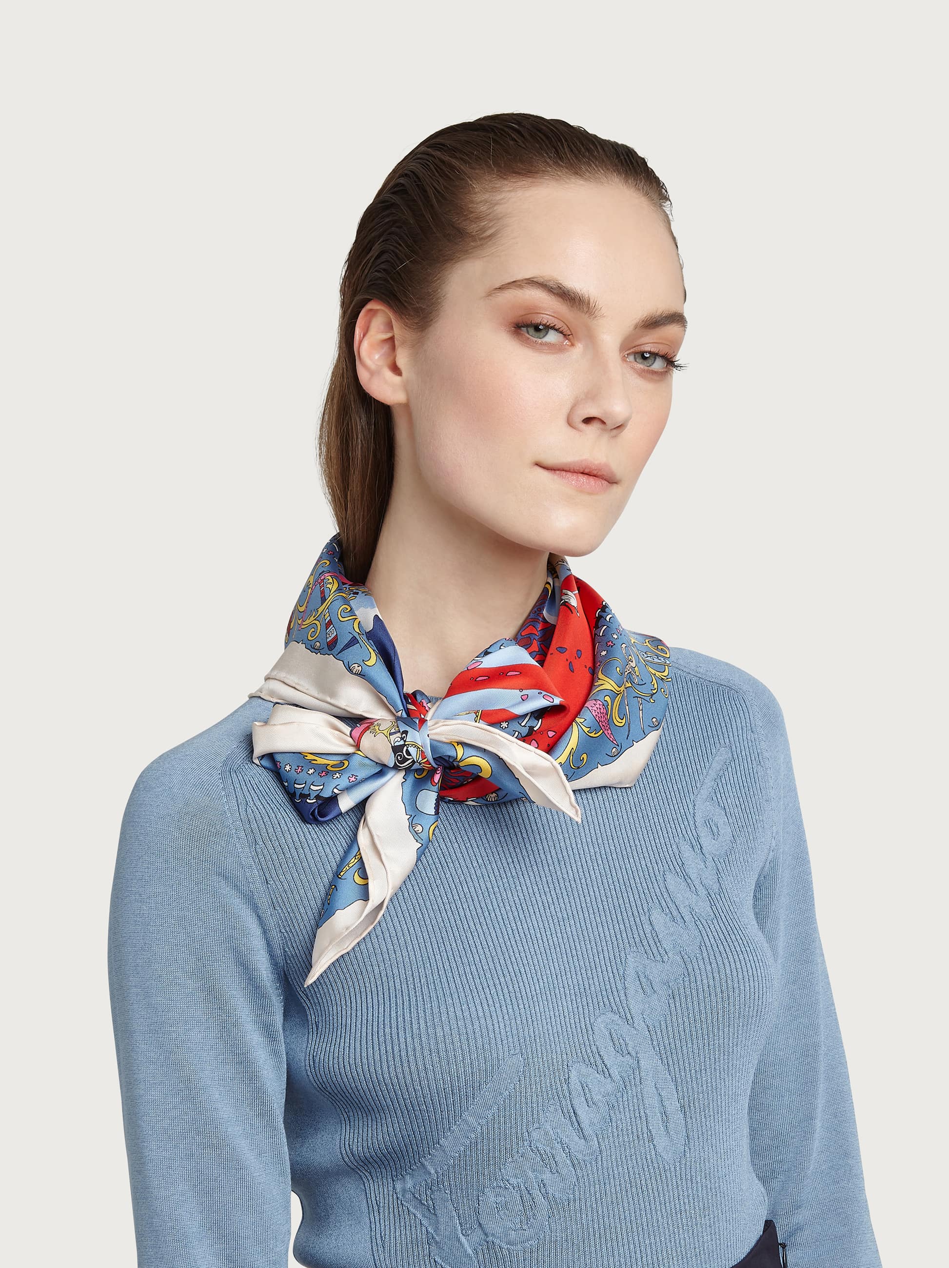Ferragamo Palazzo Print Scarf In Blue