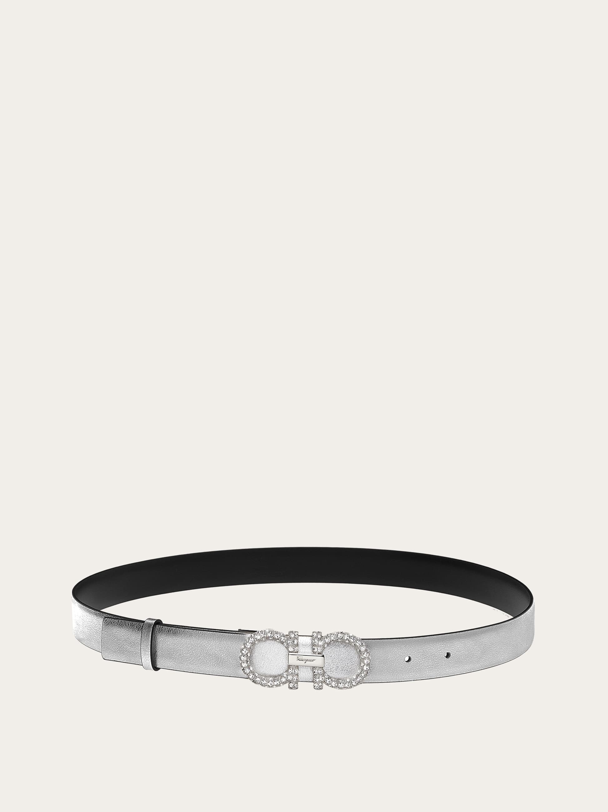  Ferragamo Damen Verstellbarer Gancini Gürtel Silber 