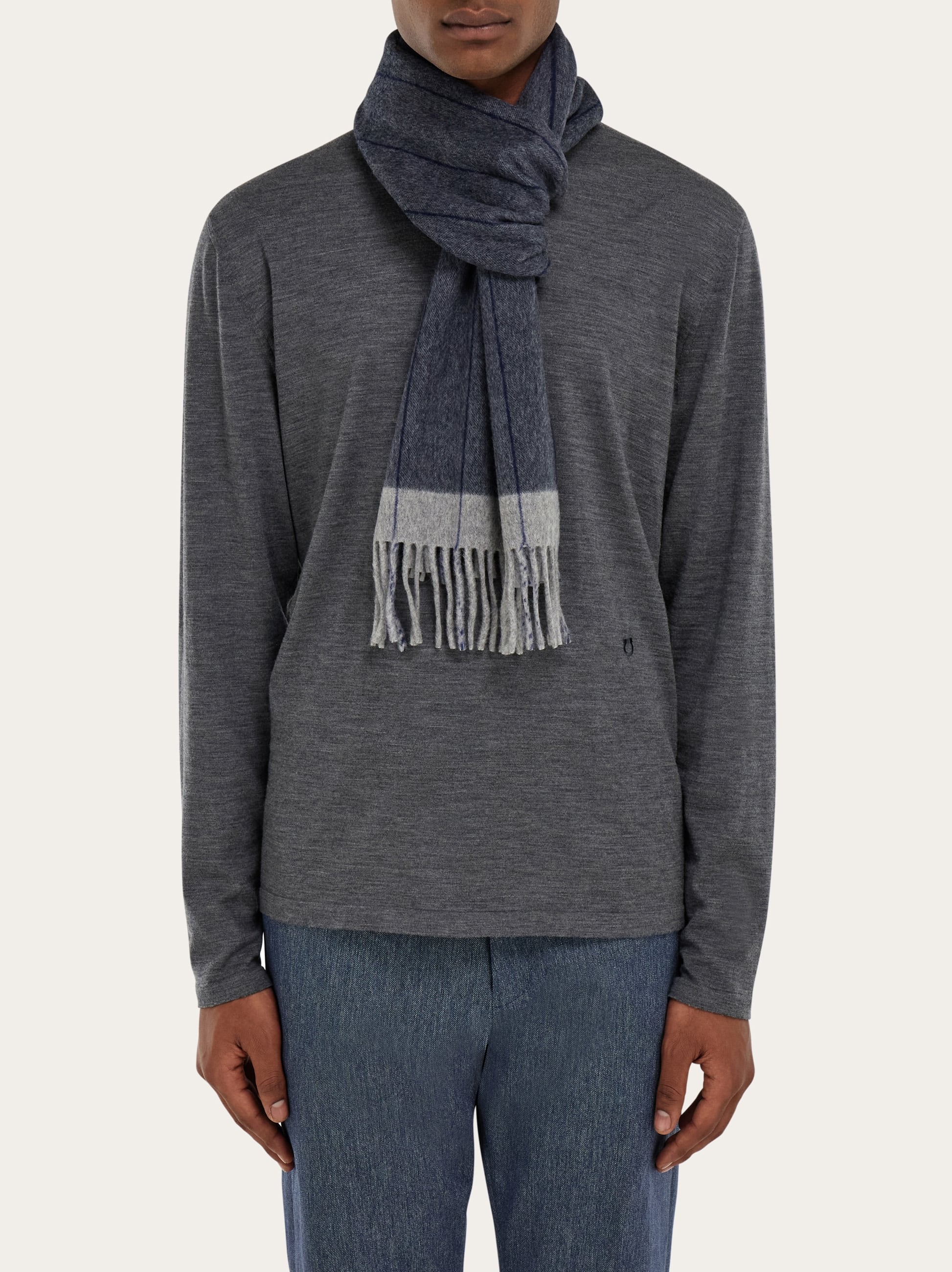  Ferragamo Herren Schal Aus Mischkaschmir Blau 