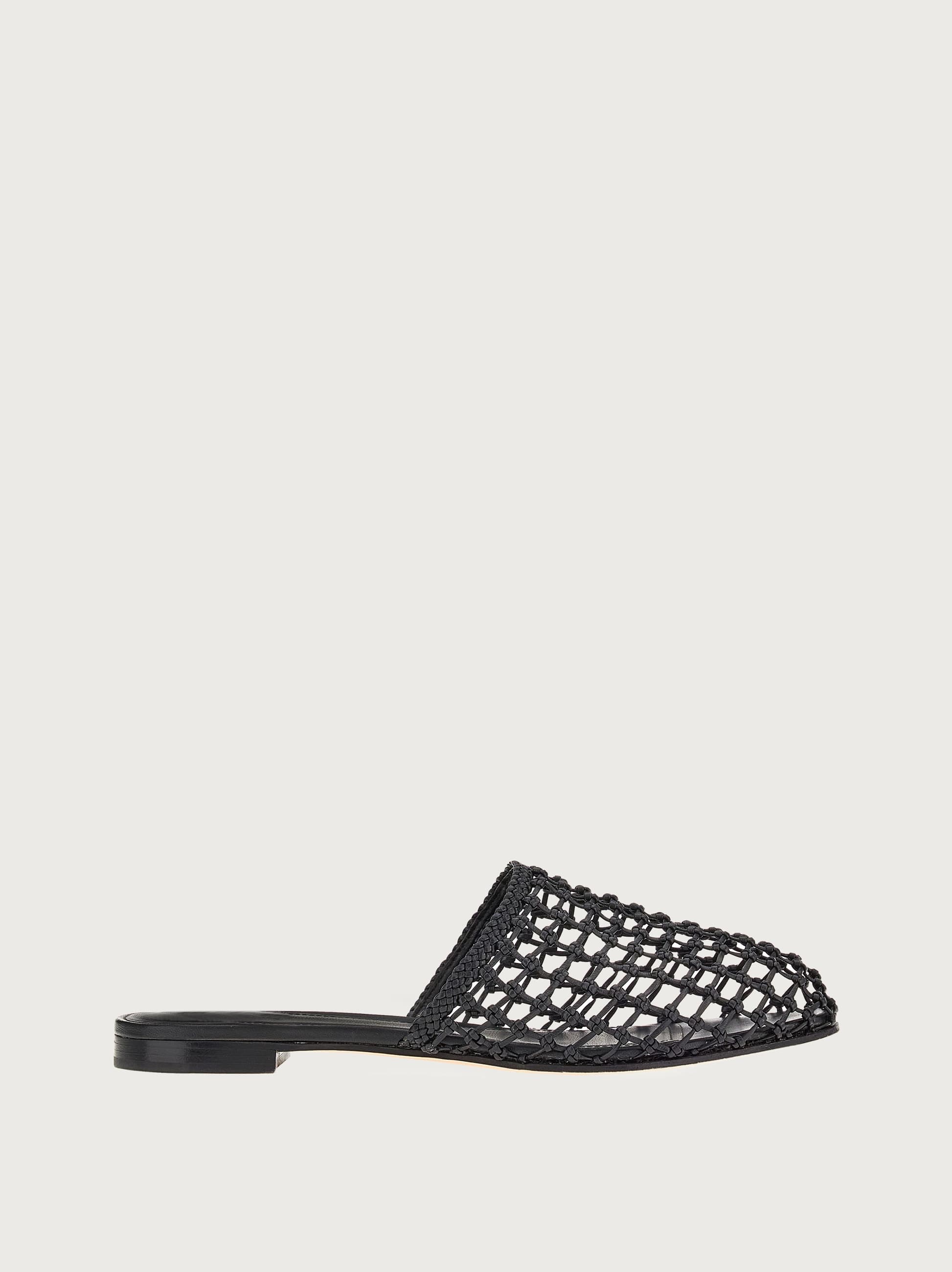 Ferragamo Woven-design Leather Mules In Black
