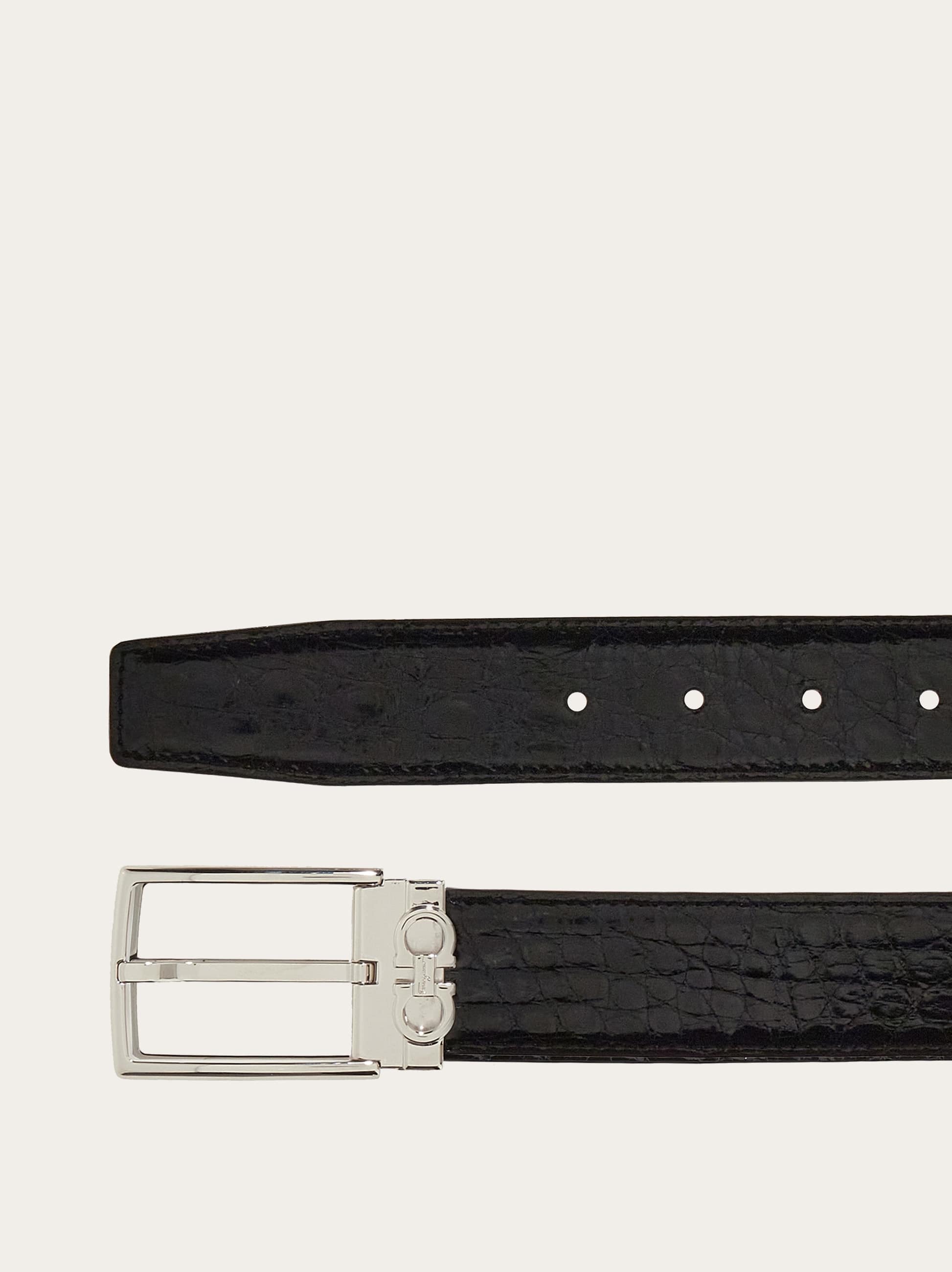 Ferragamo Adjustable Gancini Belt In Black