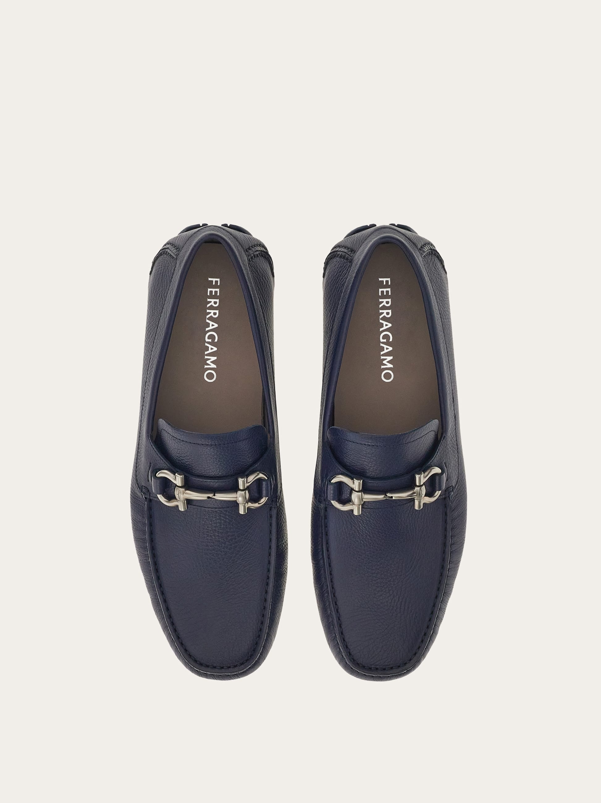  Ferragamo Herren Driver-mokassin Mit Gancini-ornament Blau Größe 43 
