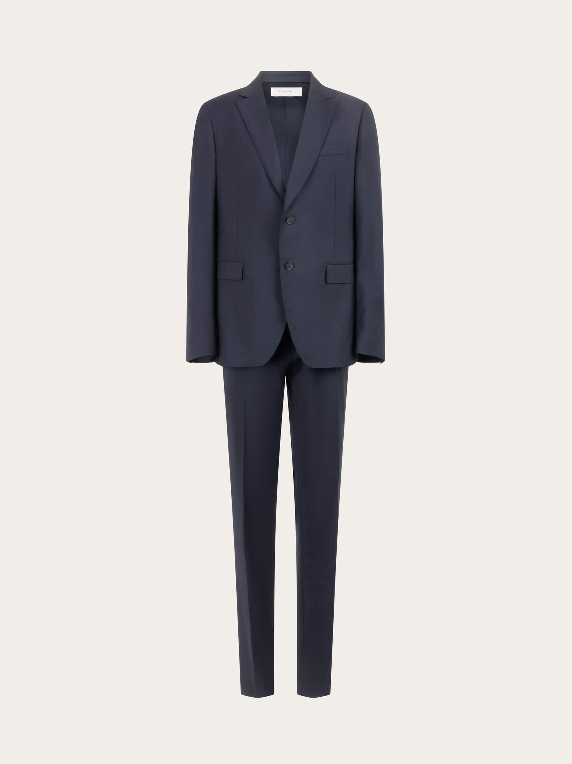 Ferragamo Check Suit In Wool In Blue