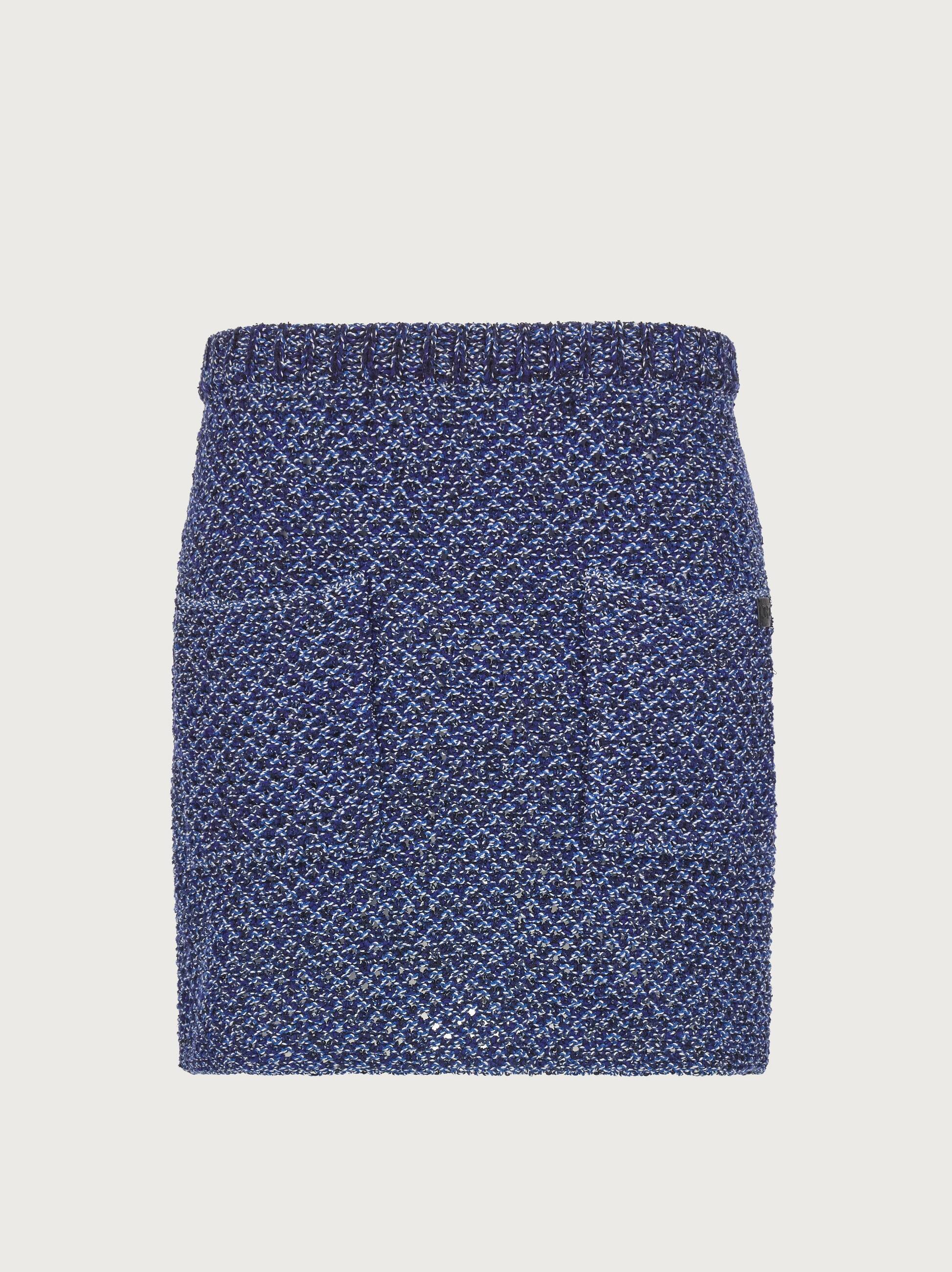 Ferragamo High-waisted Tweed Miniskirt In Blue
