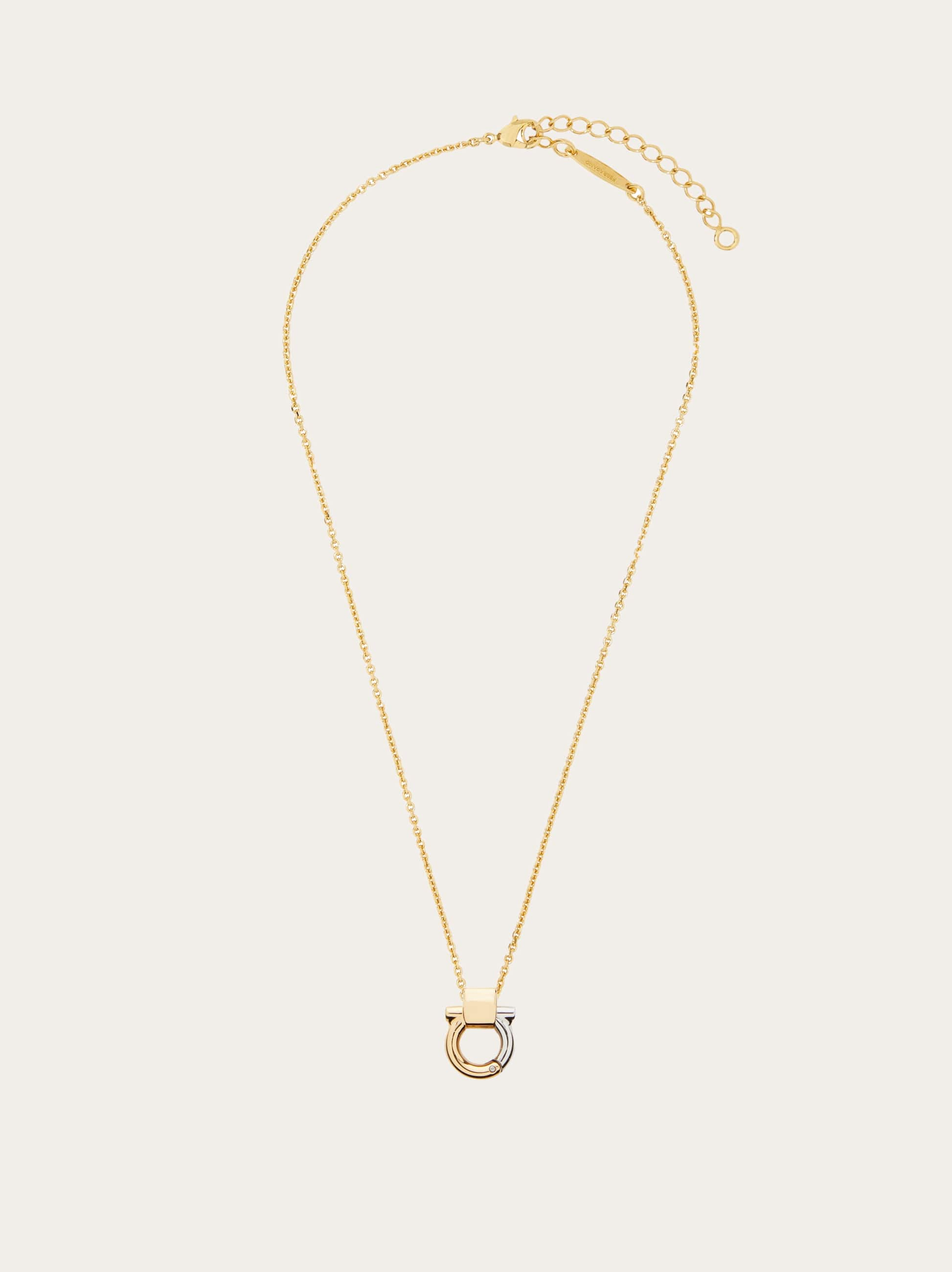 Shop Ferragamo Gancini Pendant Necklace In Gold