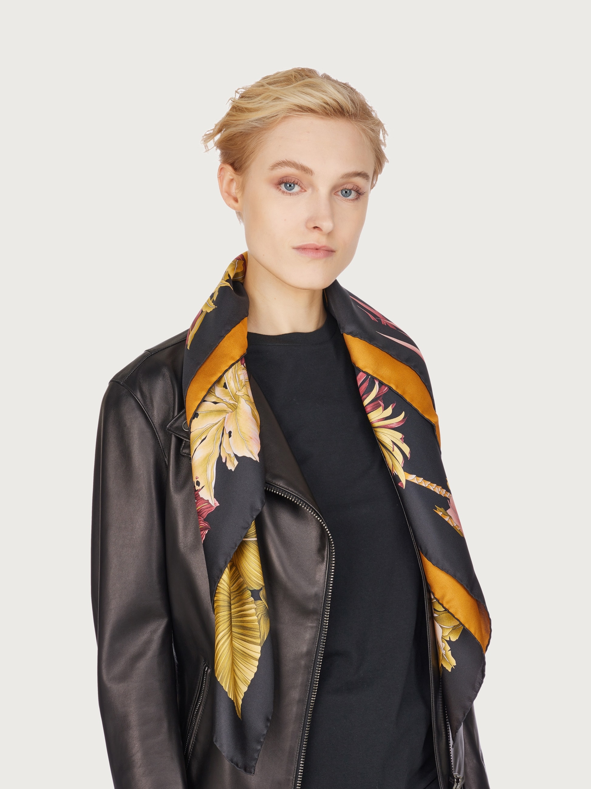 Ferragamo India Print Silk Scarf In Black