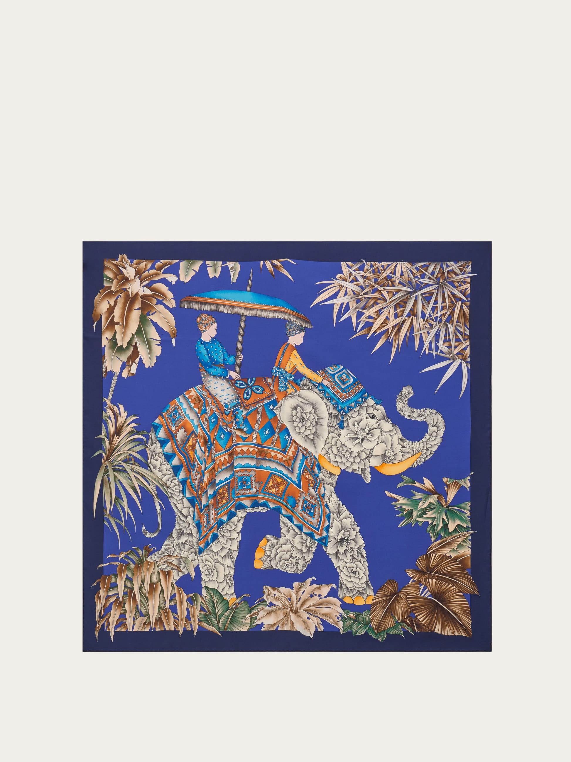 Ferragamo India Print Silk Scarf In Black