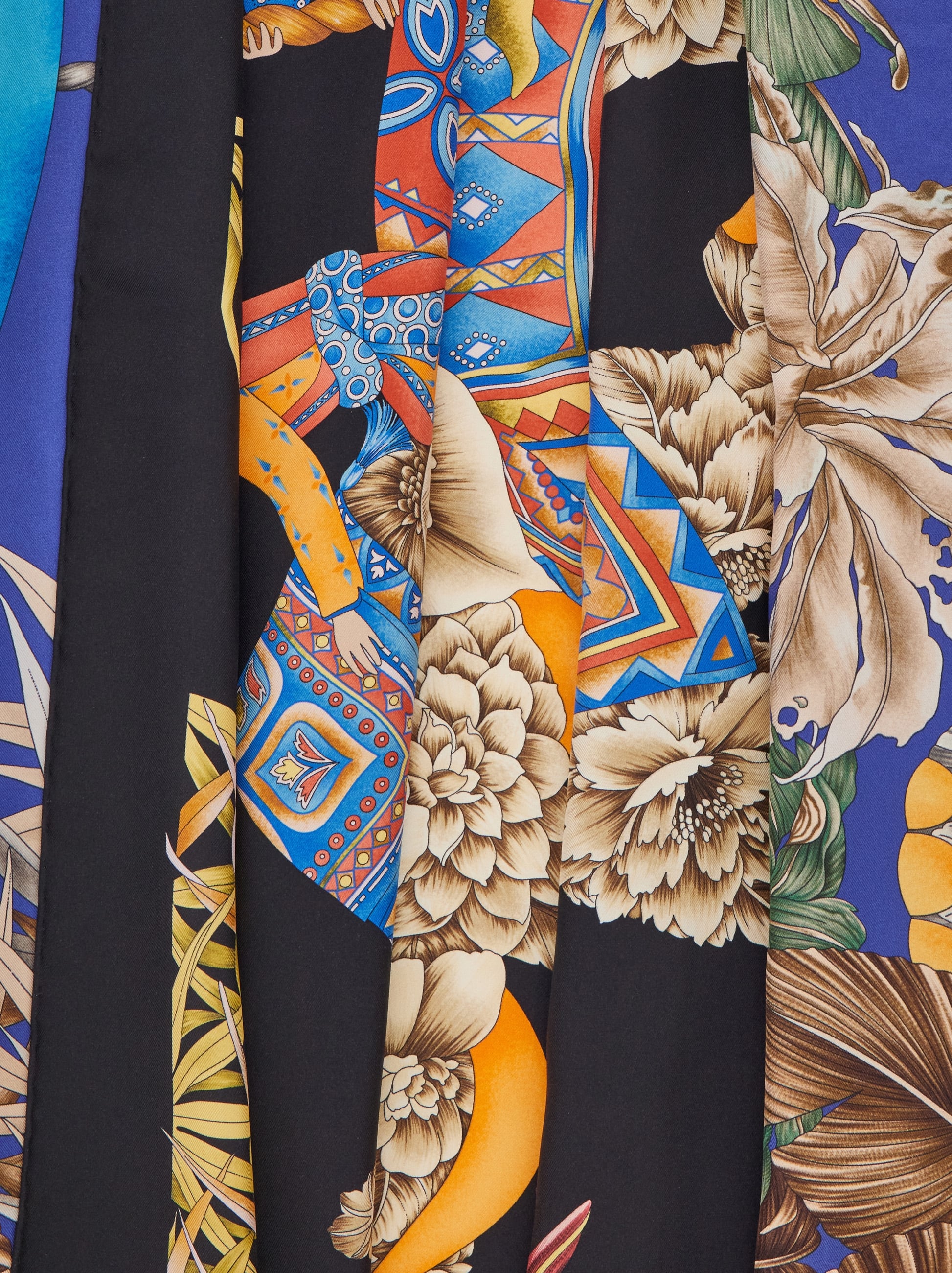 Ferragamo India Print Silk Scarf In Black