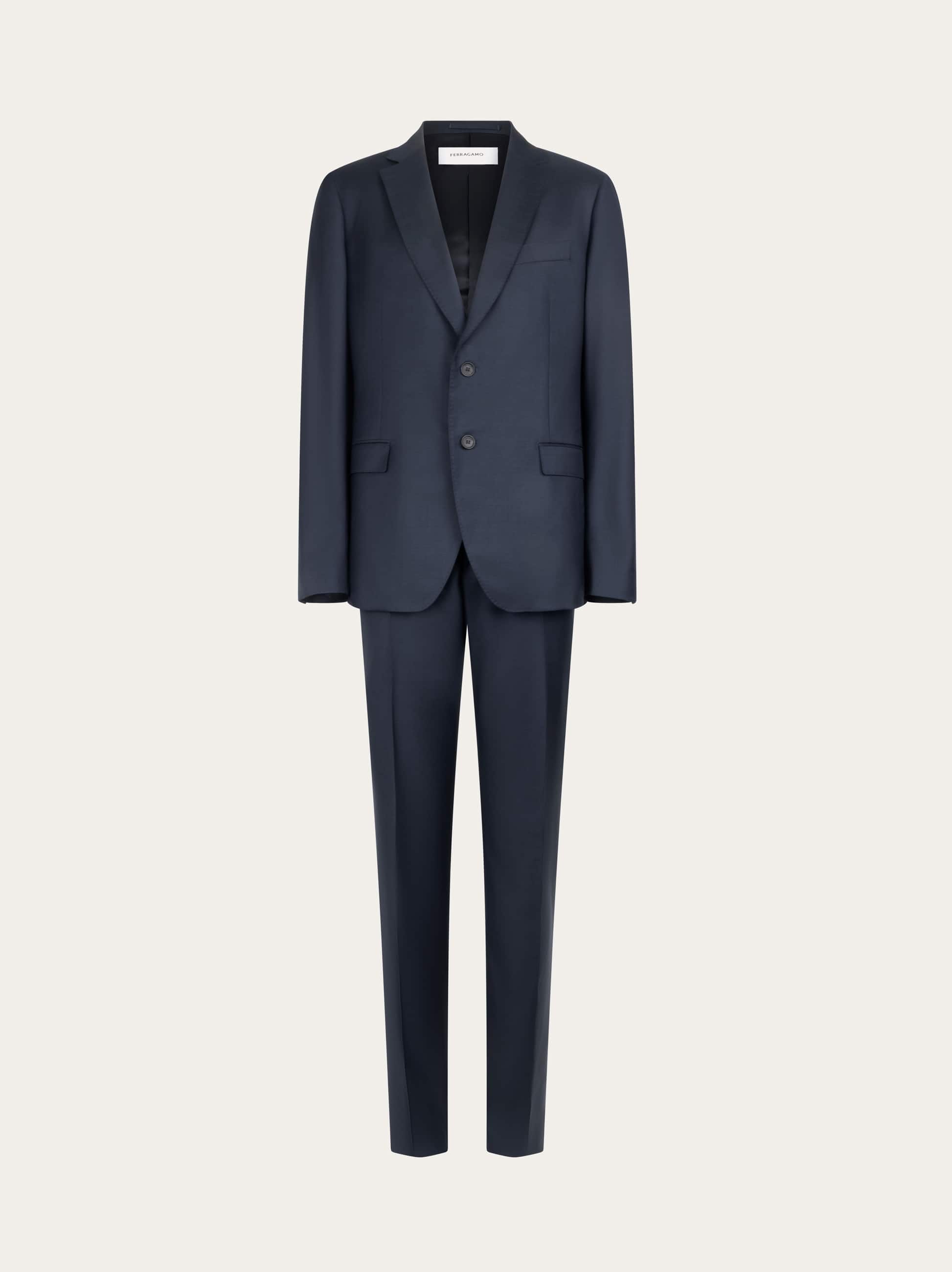 Ferragamo Check Suit In Wool In Blue