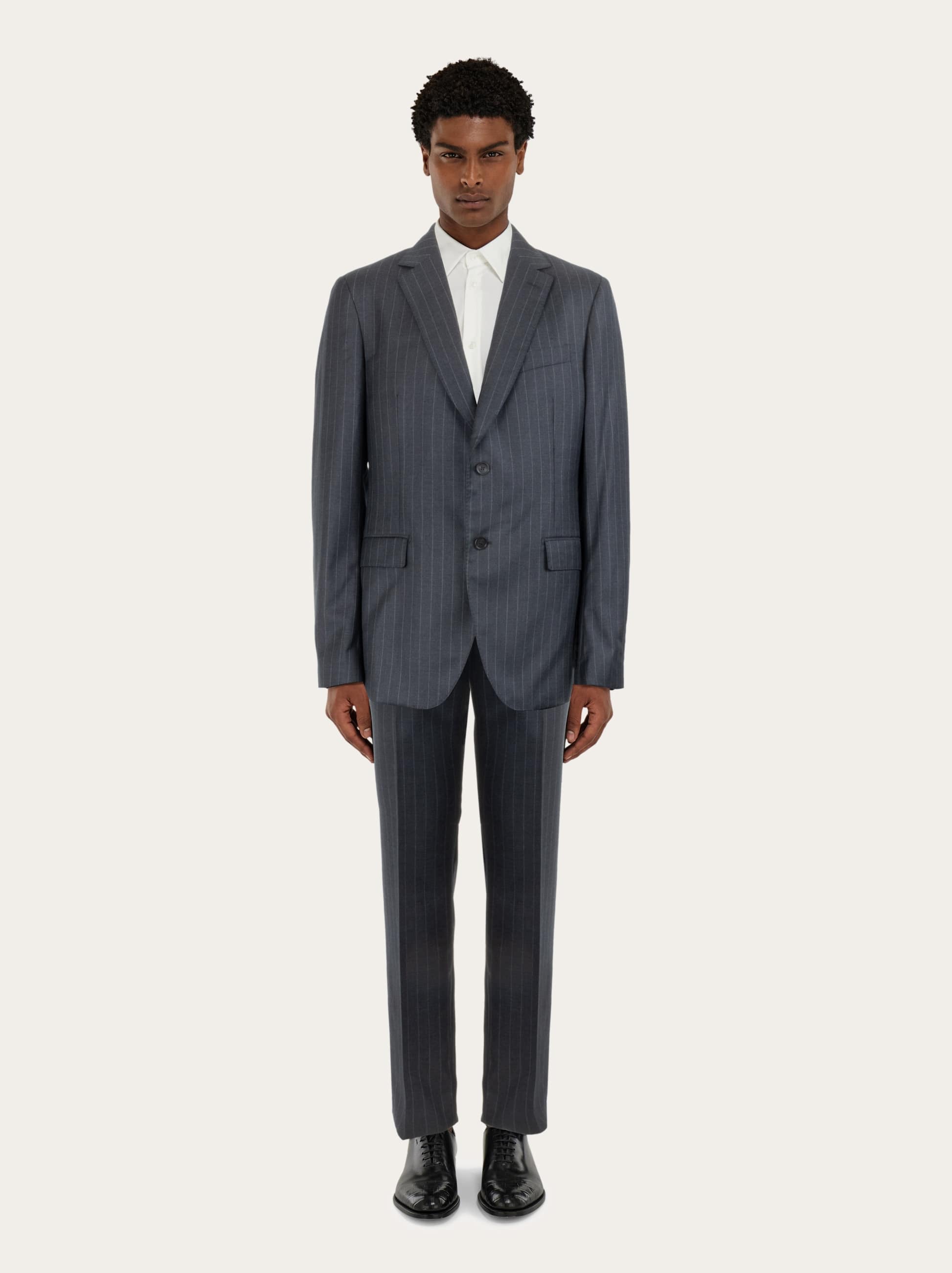 Ferragamo Check Suit In Wool In Black