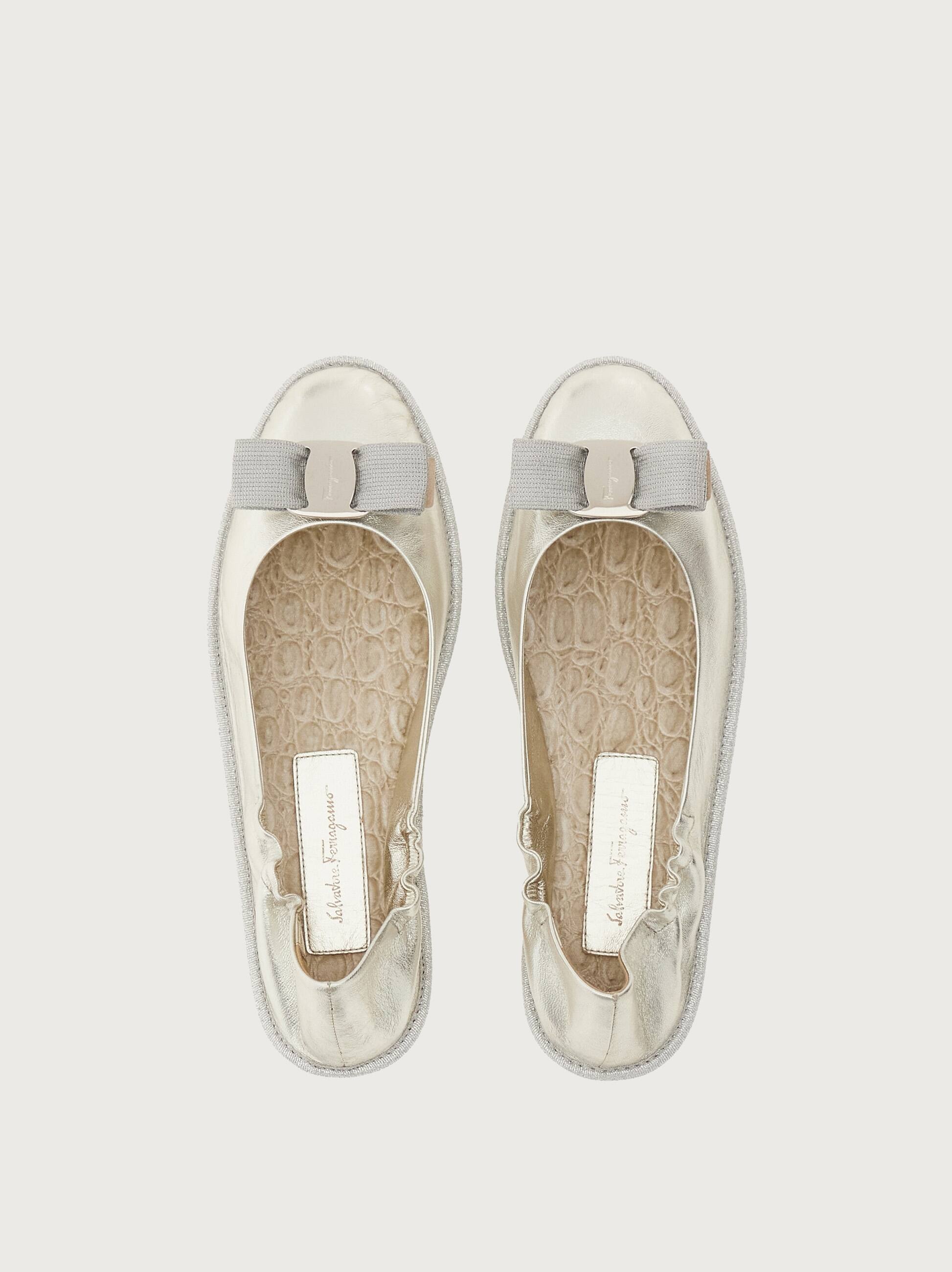 Ferragamo Nomadic Stories Ballet Flat In Silver