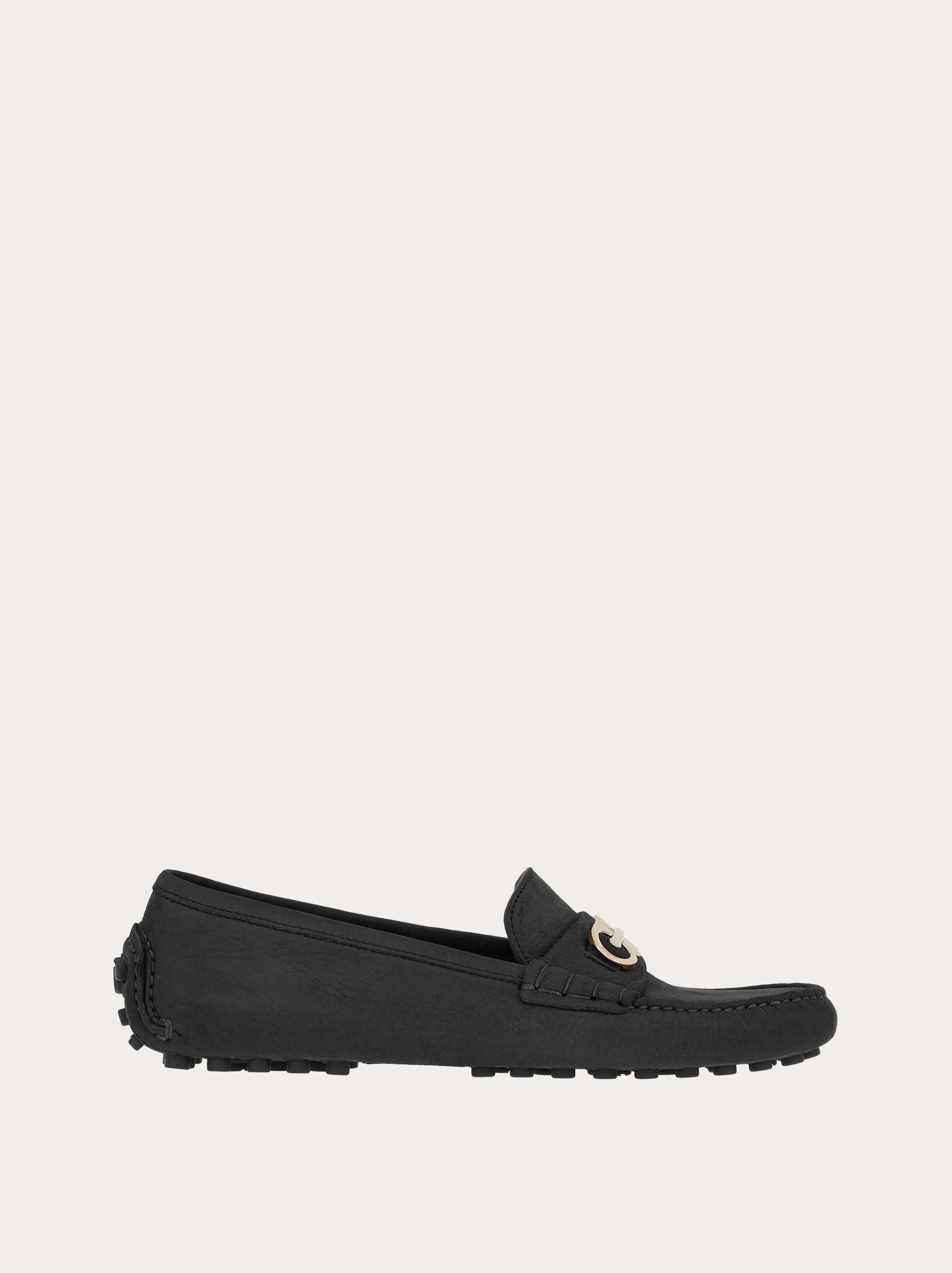 Ferragamo Loafers Leather Double Buckle Detail In Black