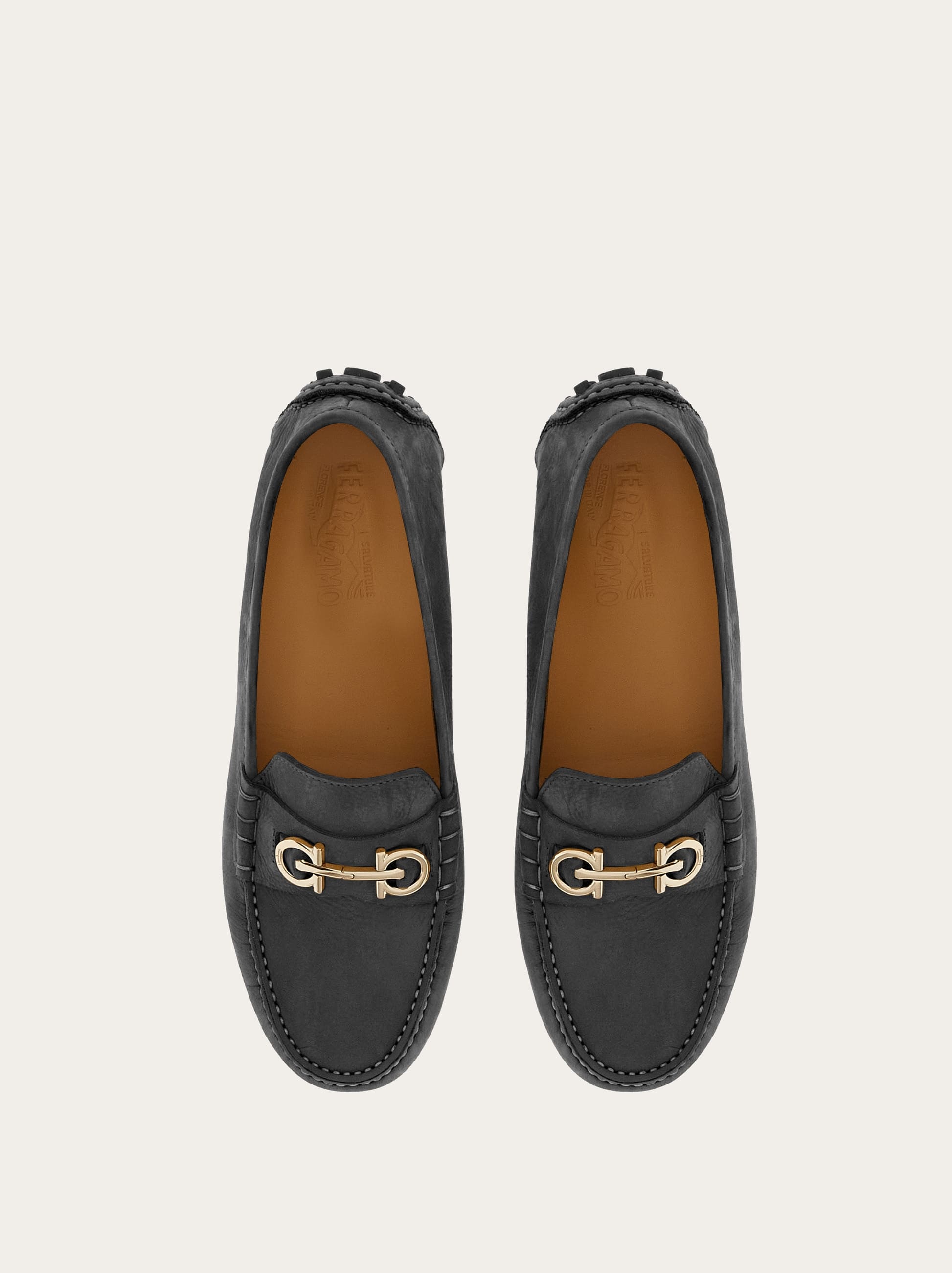 Ferragamo Loafers Leather Double Buckle Detail In Black